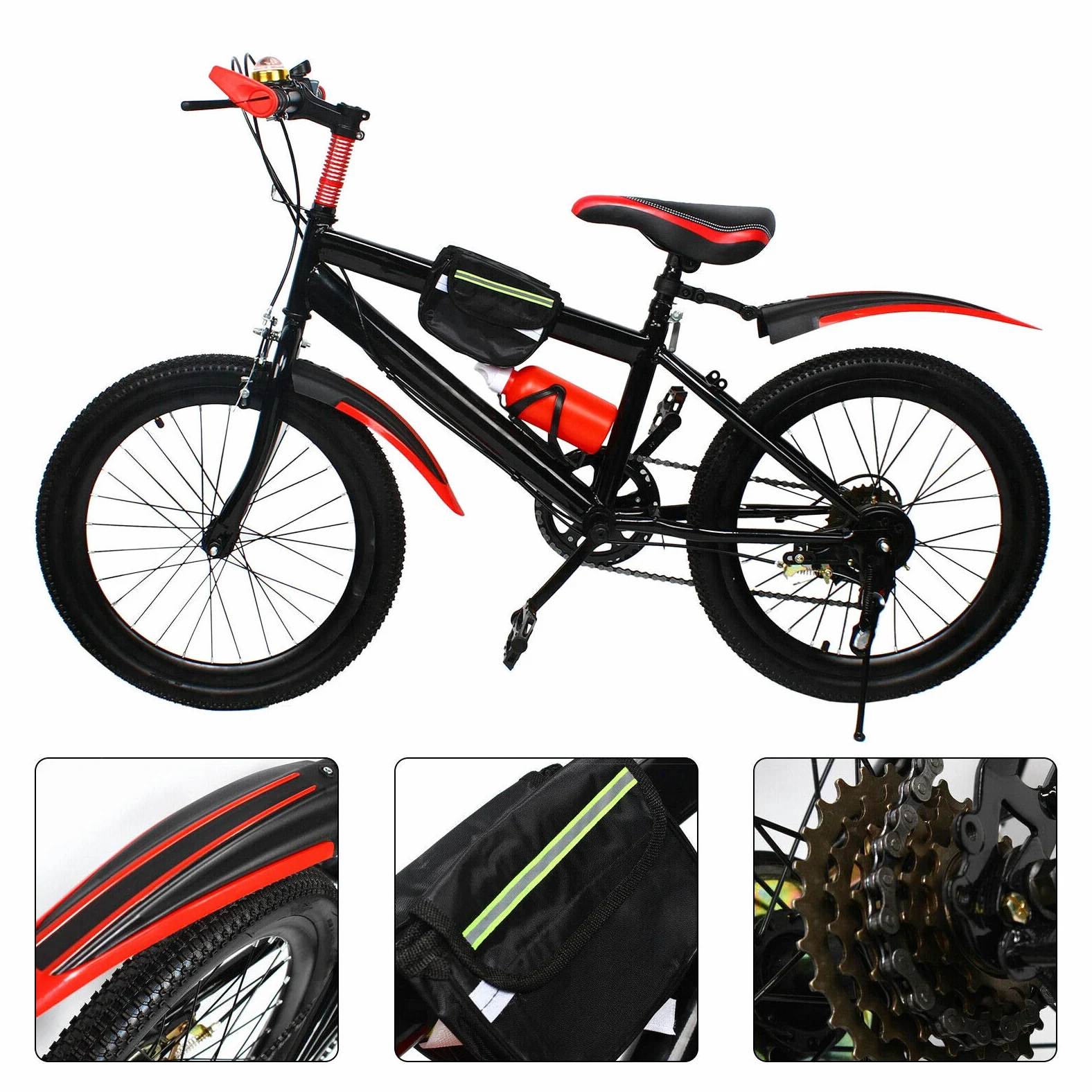 Bicicleta de montaña para niños de 20 pulgadas, 6 velocidades, para adultos, altura regulable, unisex, hasta 85 kg