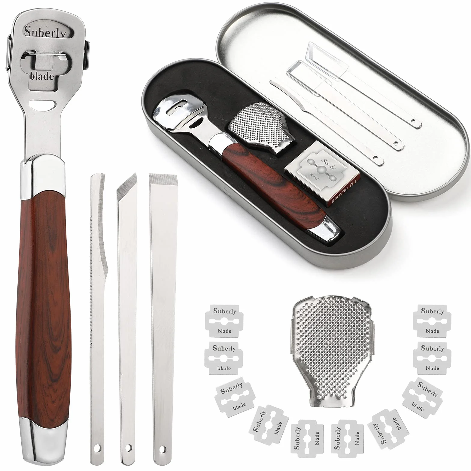 Eliminador Callos y Callosidades, Lima de Acero Inoxidable con 10 Cuchillas para Pedicura
