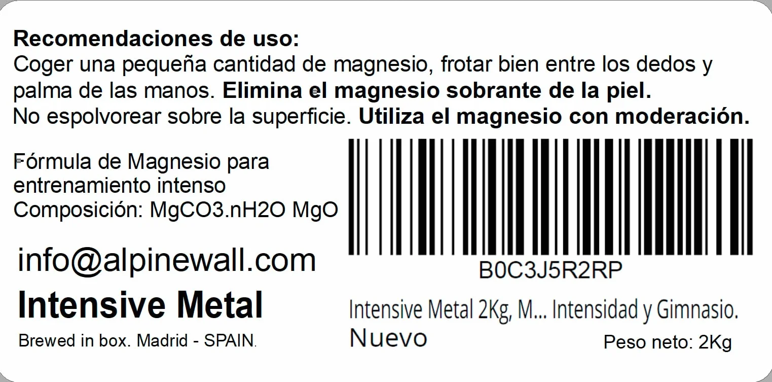 Magnesio para Crossfit Intensive Metal 2Kg Fórmula Entrenamiento Diario