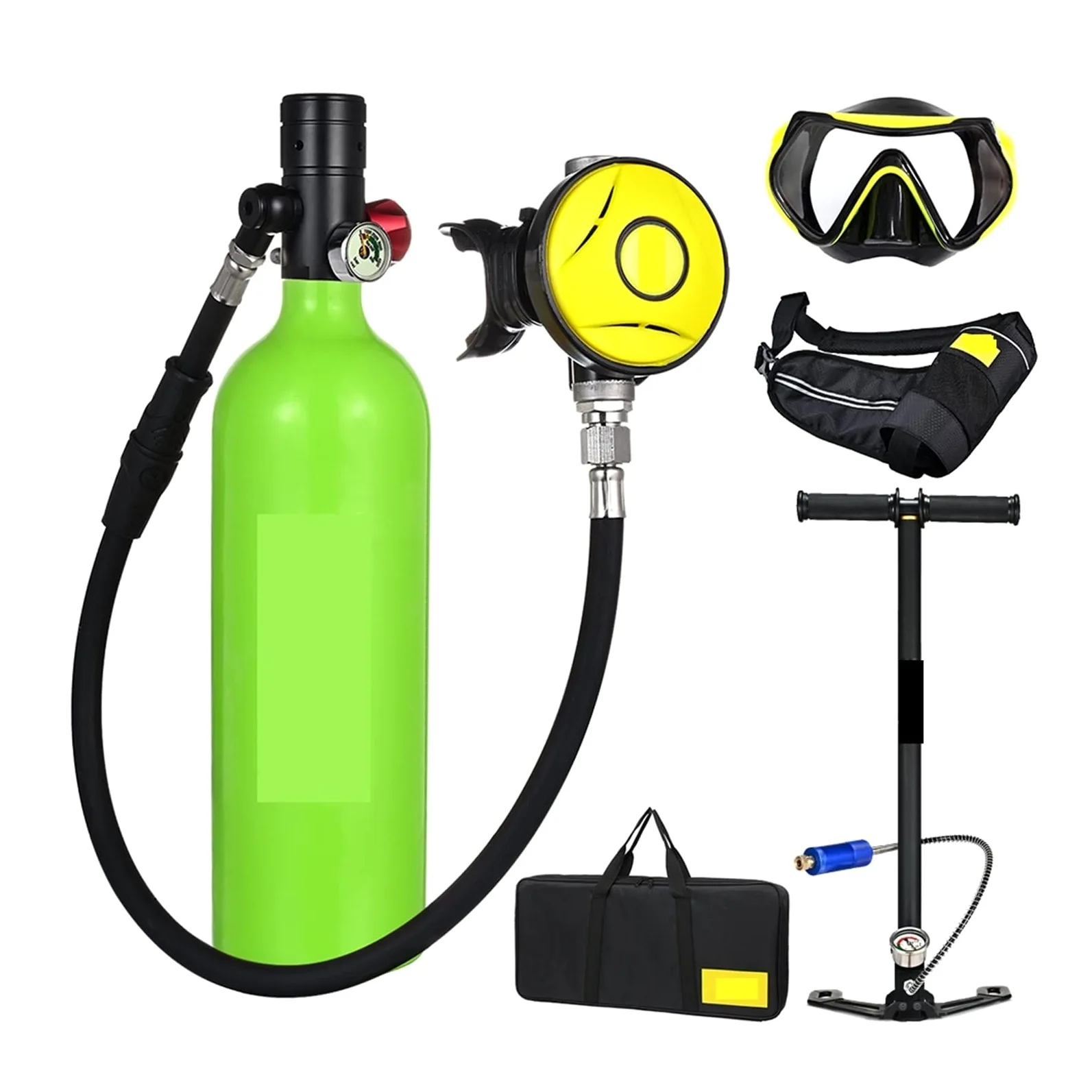Respiracion bajo el Agua Equipo De Buceo Respirador De Buceo Portátil De Capacidad 1L Estabilidad ultraalta(Groen)