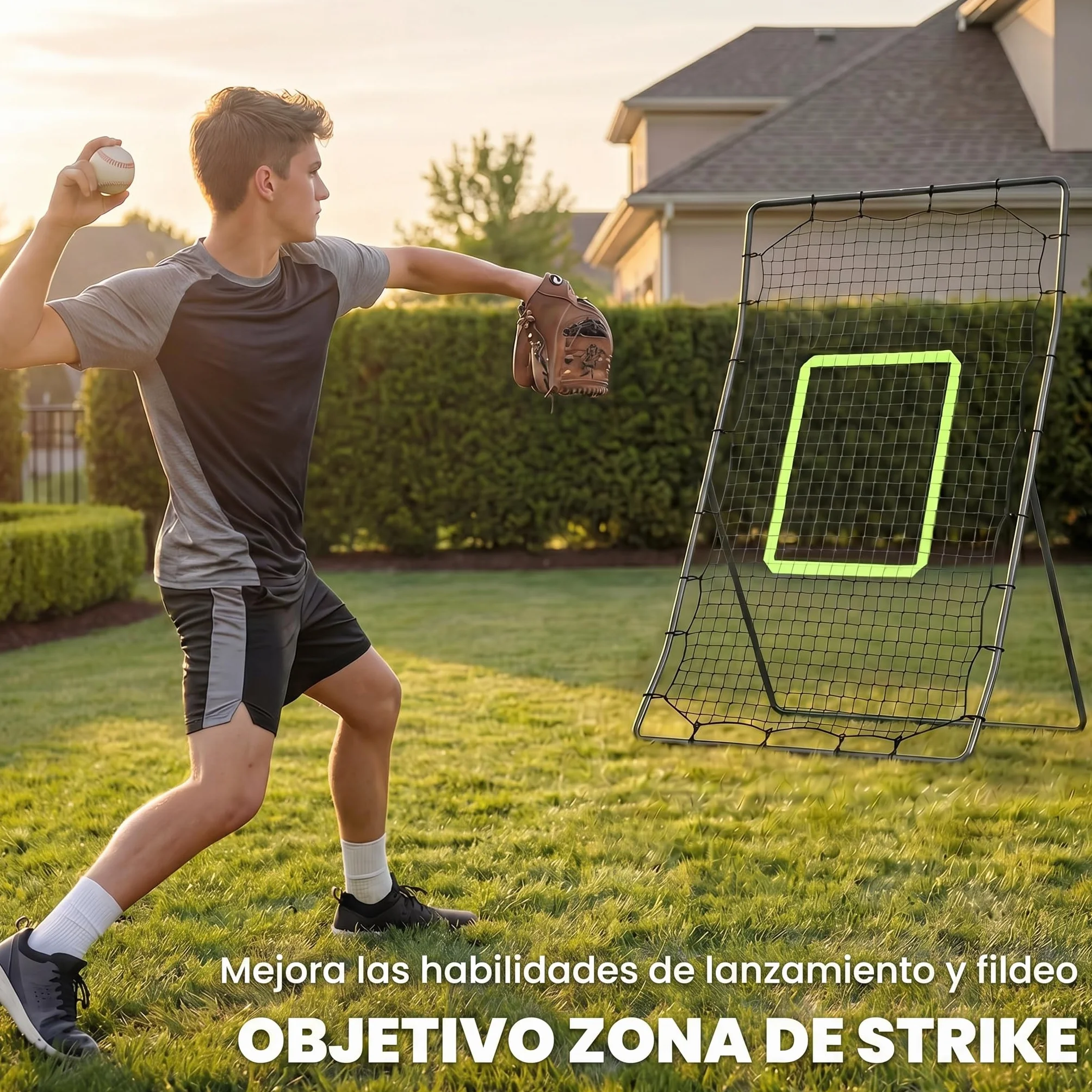 HOMCOM Red de Béisbol Red de Práctica de Béisbol y Softbol con Marco Metálico y Ganchos para Entrenamiento de Fútbol Tenis 123x90x174 cm Negro