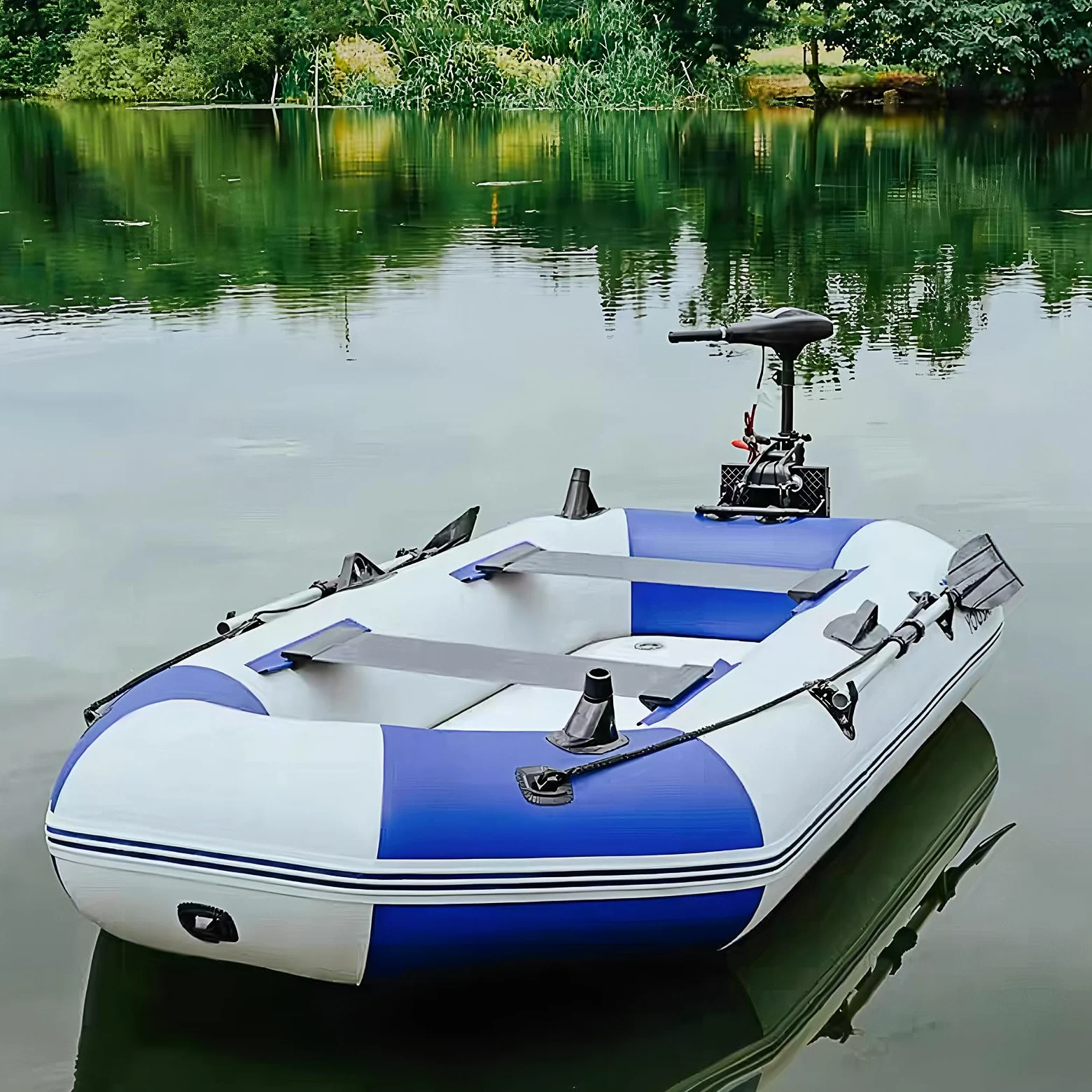 Kayak Barca Hinchable 2-3 Plazas – Lancha Inflable con Motor Y Remos, Ideal para Pesca, Camping Y Aventuras En El Agua