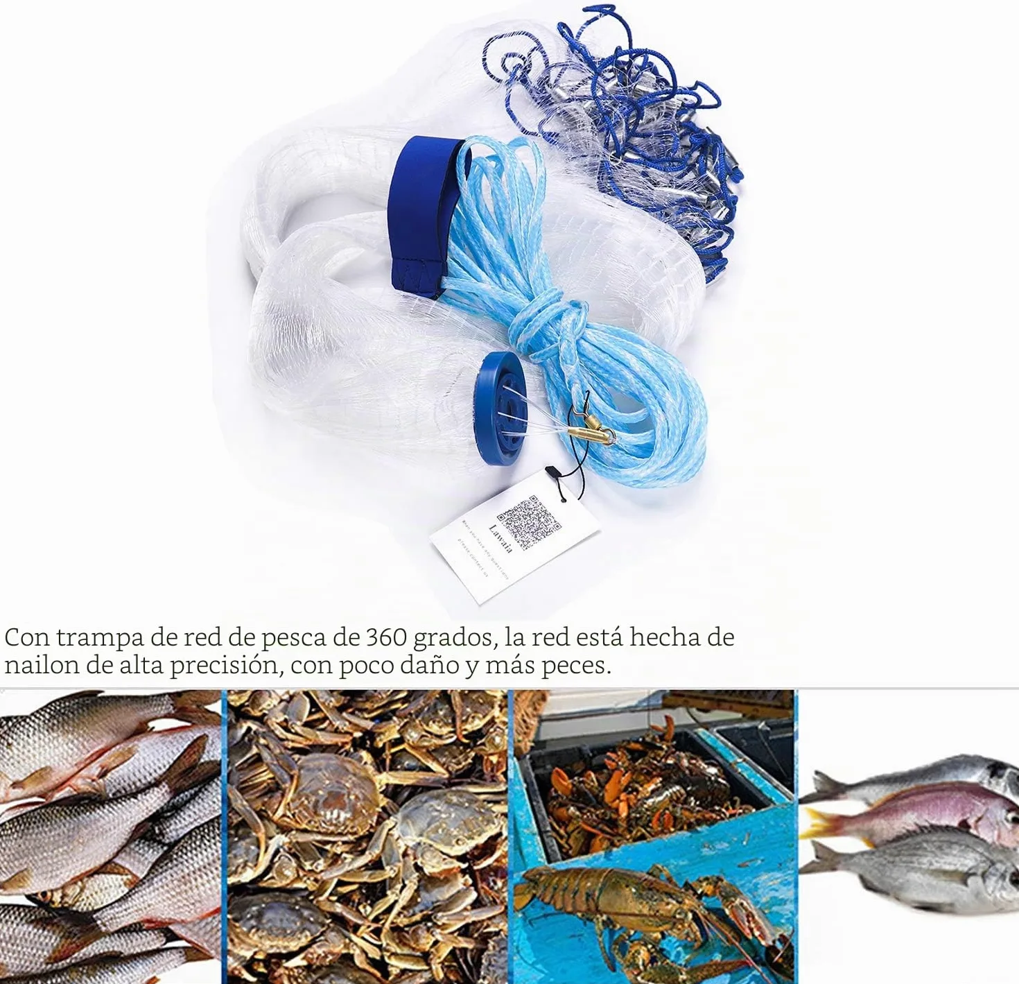 Lawaia Red de Pesca DiáMetro2.4-7.2m, Pesca con Redes de Agua Salada Monofilamento de Nailon, Radio Rede de fundición de Agua Dulce, Red de Cebo, Red de Aterrizaje, Red de Lanzamiento