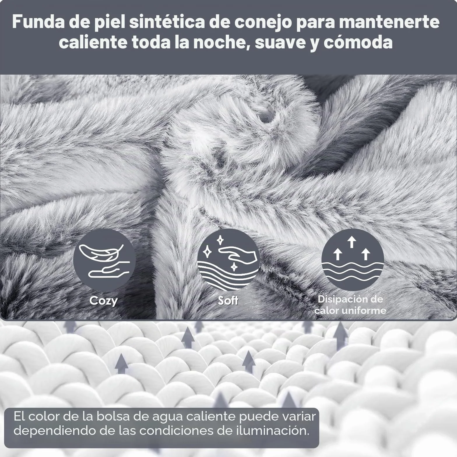BOLEi Bolsa De Agua Caliente Con Funda 2L Gris