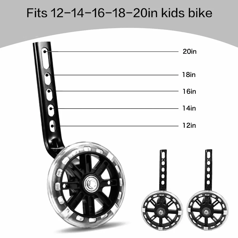Ruedines Estabilizadores para Bicicleta Infantil,Ruedas de Apoyo,Bicicleta Infantil Ruedines,Ruedines Bicicleta,Bicicleta Estabilizador Ruedas,Ruedas de Entrenamiento de Bicicleta (Negro)