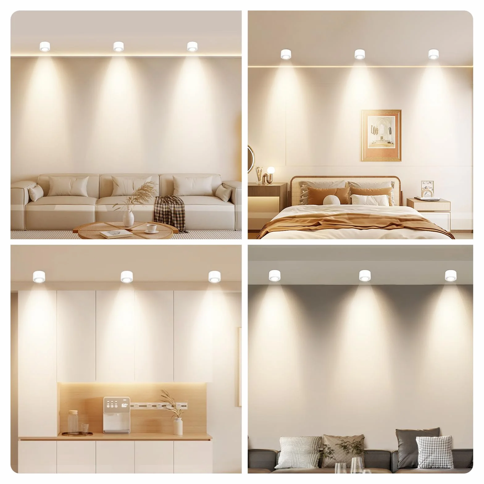 GeyouLux Focos LED Techo Superficie 230V 5W 500LM 3000K Ø80x50mm Ultradelgado Ajustable 38° Aluminio Blanco