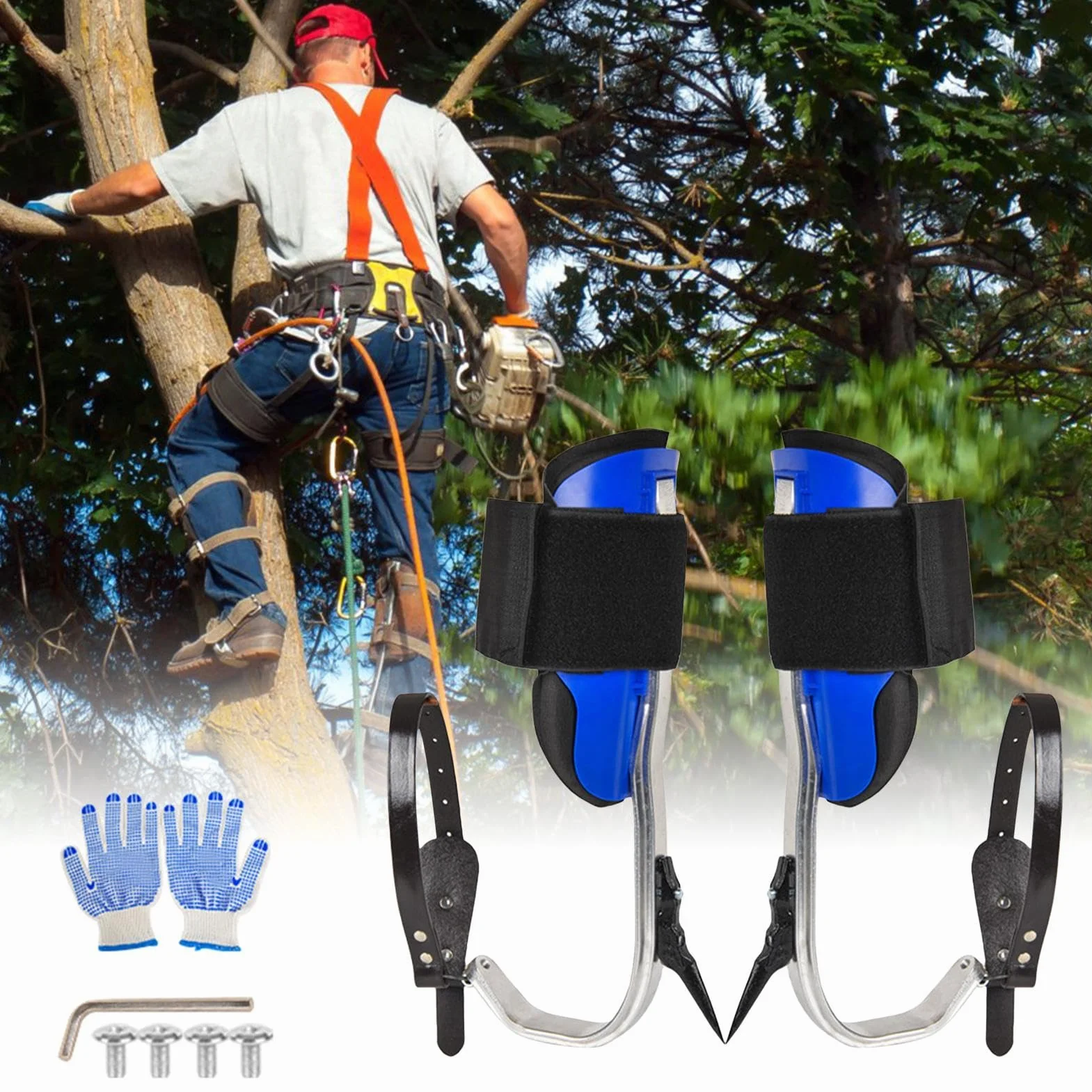 Picos de árboles para Escalar,Picos de Escalada, Garfios de aleación para trepar Postes, Equipo para trepar Palmeras, Equipo para Servicio de árboles, Zapatos para trepar a árboles para