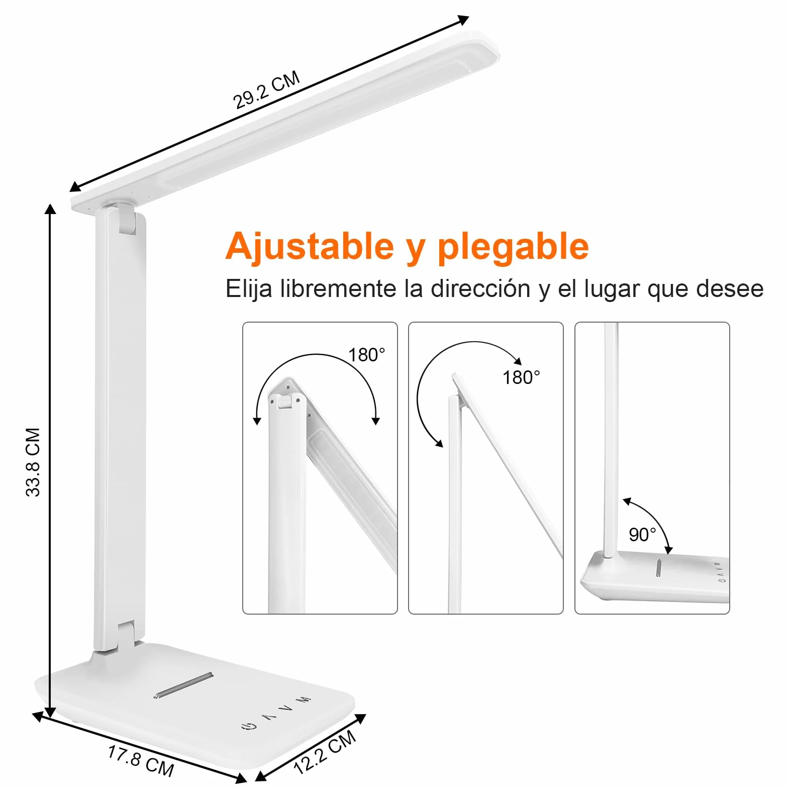 Lámpara LED Escritorio Flexo con Luz Nocturna Control Táctil Puerto USB 5 Niveles 5 Modos Blanco