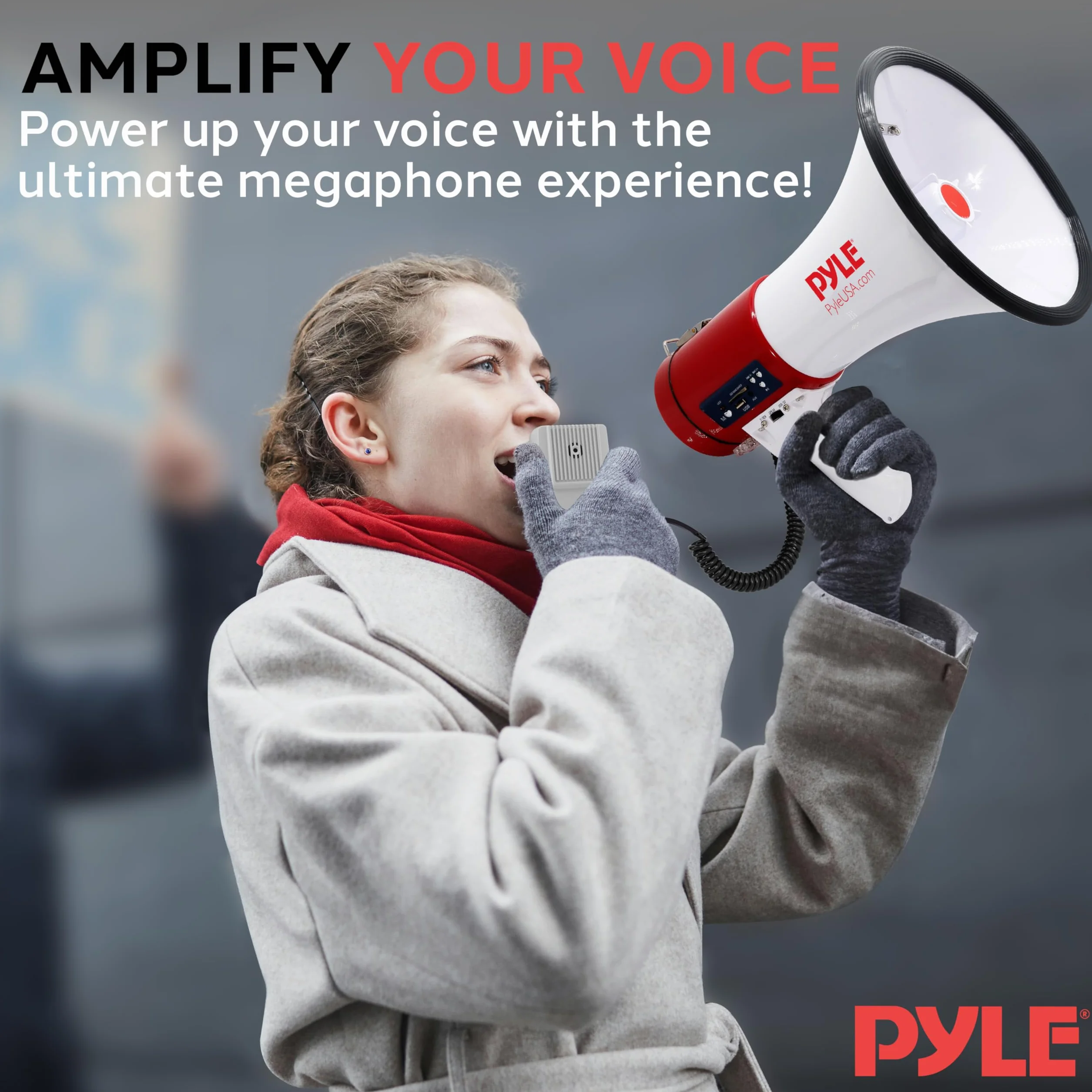 Pyle Altavoz Megafono Portatil 30V Sirena 800 Yardas