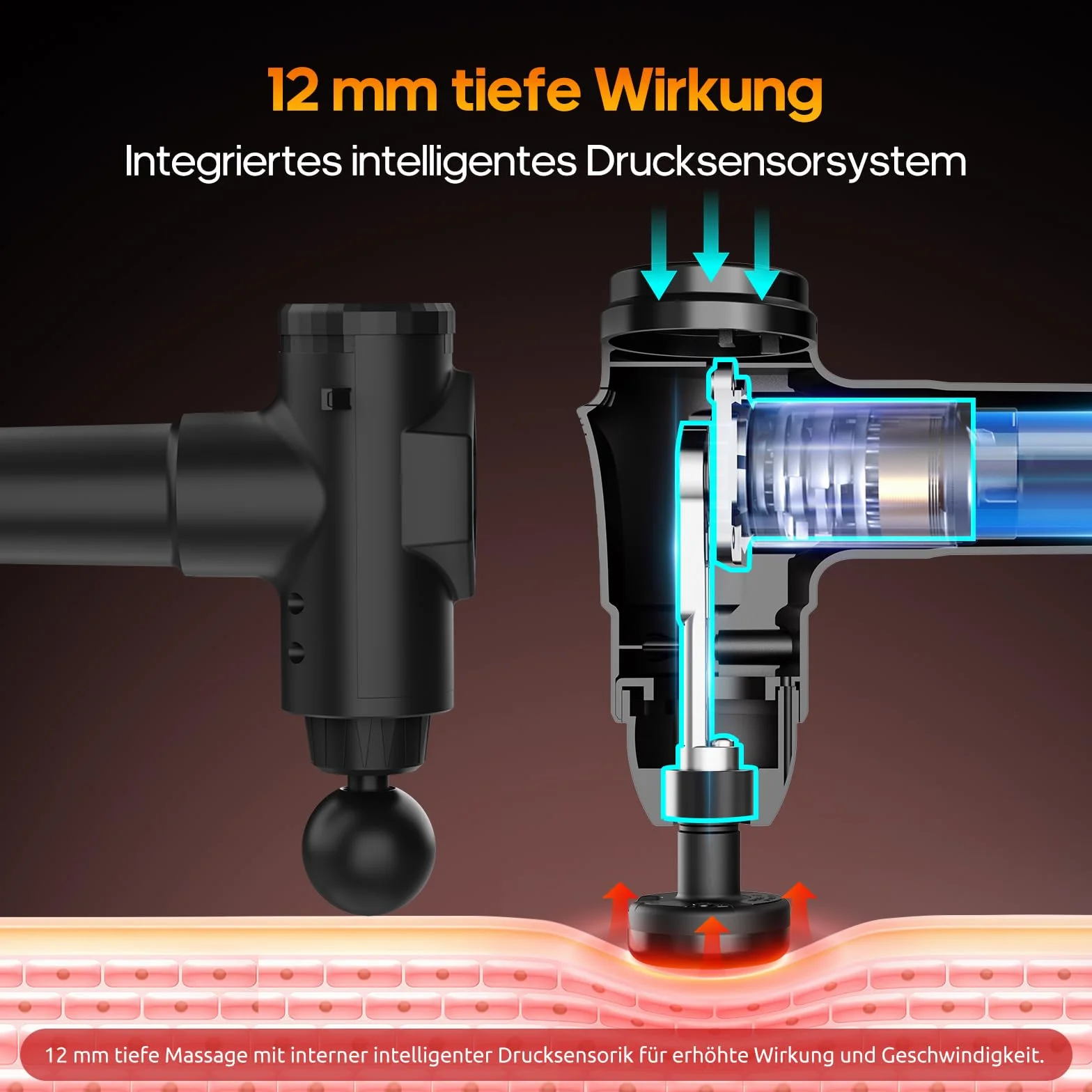Pistola de masaje muscular profesional 7 cabezas LED 20 velocidades