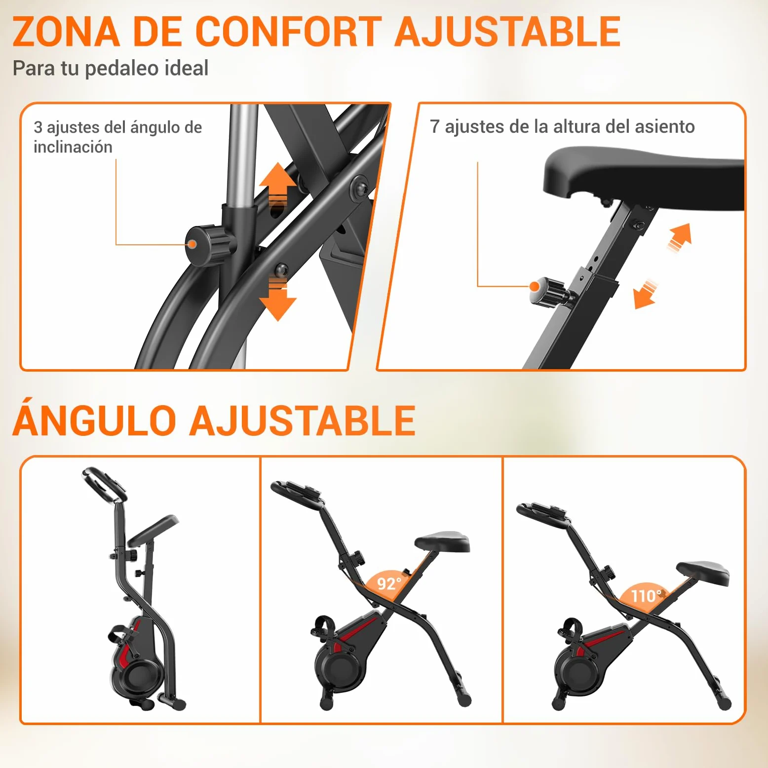 UMAY Bicicleta estática plegable, 5 en 1 Bicicleta spinning profesional con Resistencia Magnética de 16 Niveles, Bicicleta estatica plegable para el hogar Bici de Sala con Asiento Cómodo, Máx 136 kg | con Resistencia Magnética de 16 Niveles, Bicicleta est