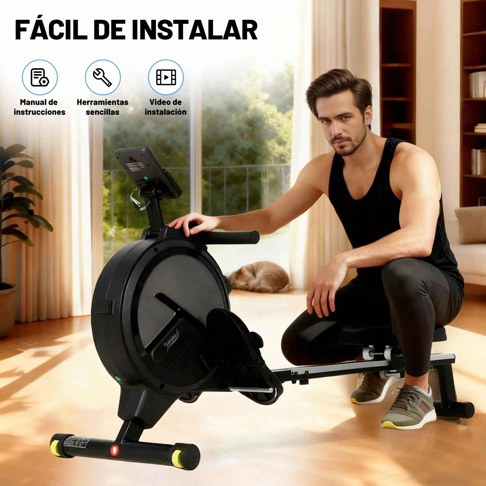 Máquina de Remo para casa, Máquina Remo casa con 16 Niveles de Resistencia, Pantalla LCD, Rowing Machine Magnético súper silenciosa, Nuevo Diseño, Mquina De Remo Profesional Gym En Casa
