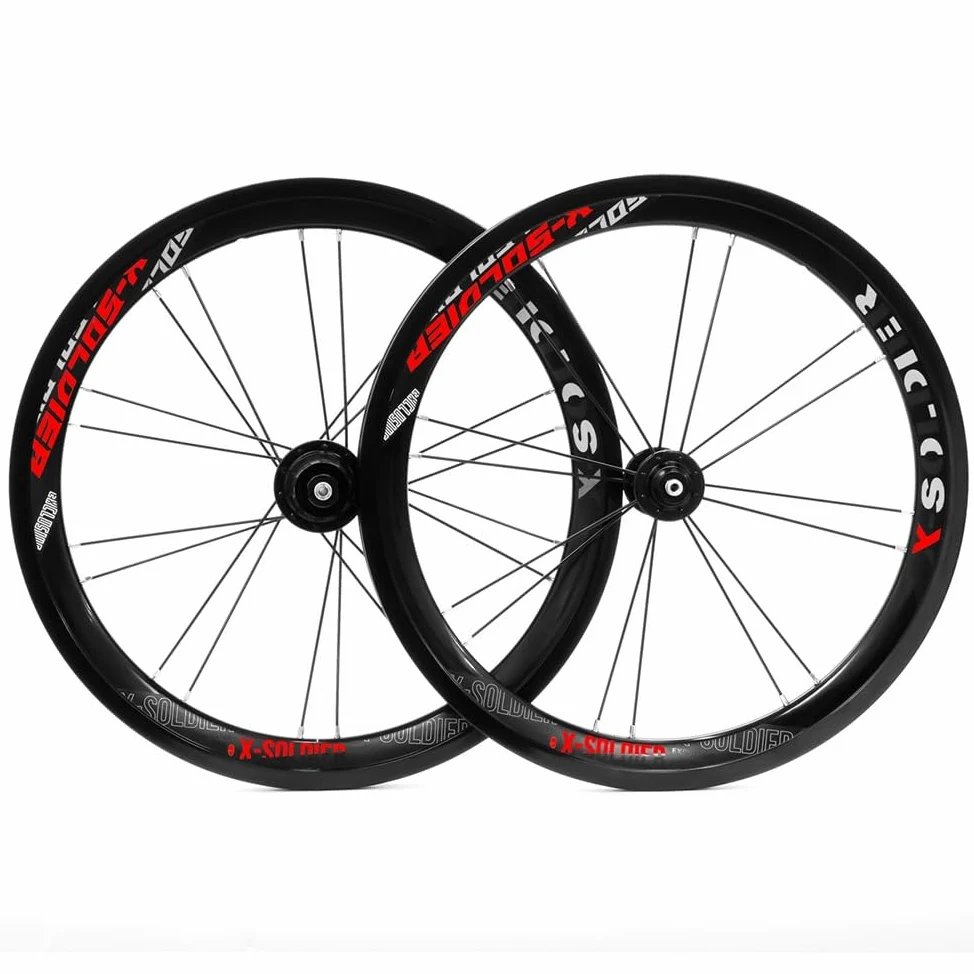 349 Juegos de Ruedas de Bici Plegables Freno en V 8-11 Velocidad Cassette | 74/130mm BMX Ruedas delanteras traseras de liberación rápida, llantas de aluminio, rodamiento sellado