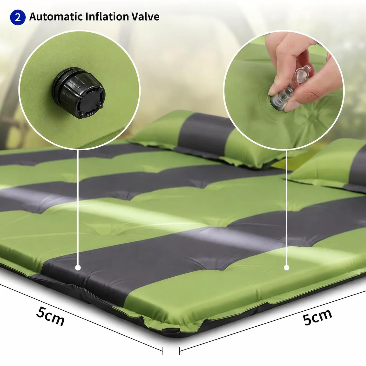 Colchón Hinchable Camping, Cama Plegable Autoinflable, Colchoneta para 3-4, 192x188x5cm