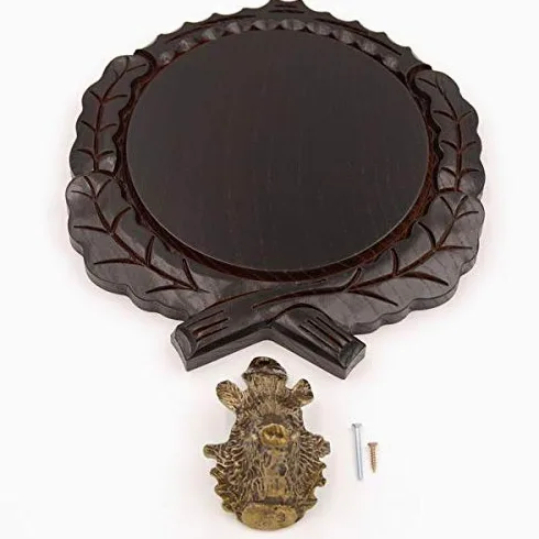 Placa de cuña tallada oscura AF 17,5 cm con 1 pieza de cabeza de cuña pequeña placa cuña, tabla de especias, cartel trofeo.