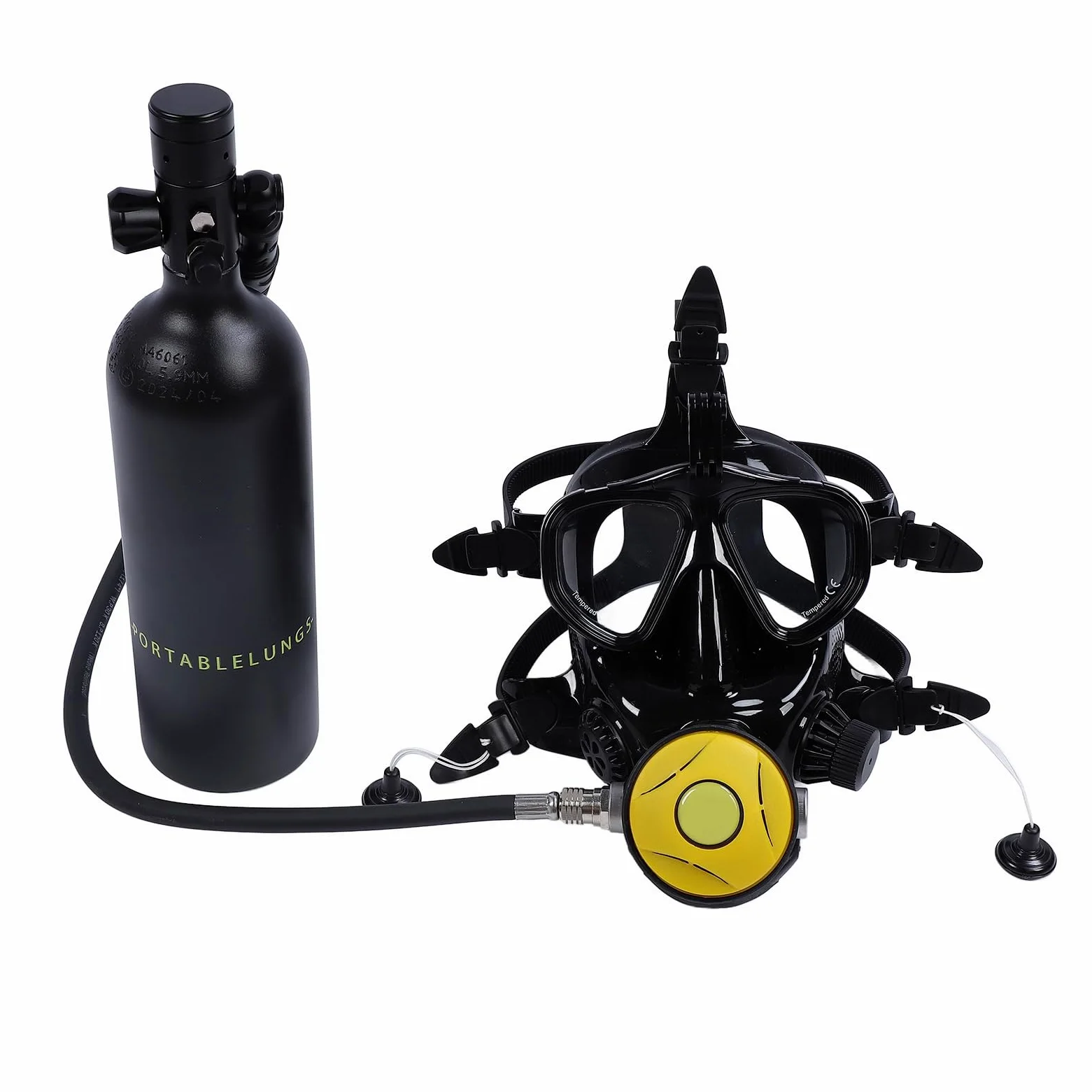 DIDEEP Mini Tanque de Buceo Portátil de 1 Litro con Gafas de Buceo de Cara Completa, Vista Amplia de 180° para Entusiastas de la Exploración Submarina y el Snorkel
