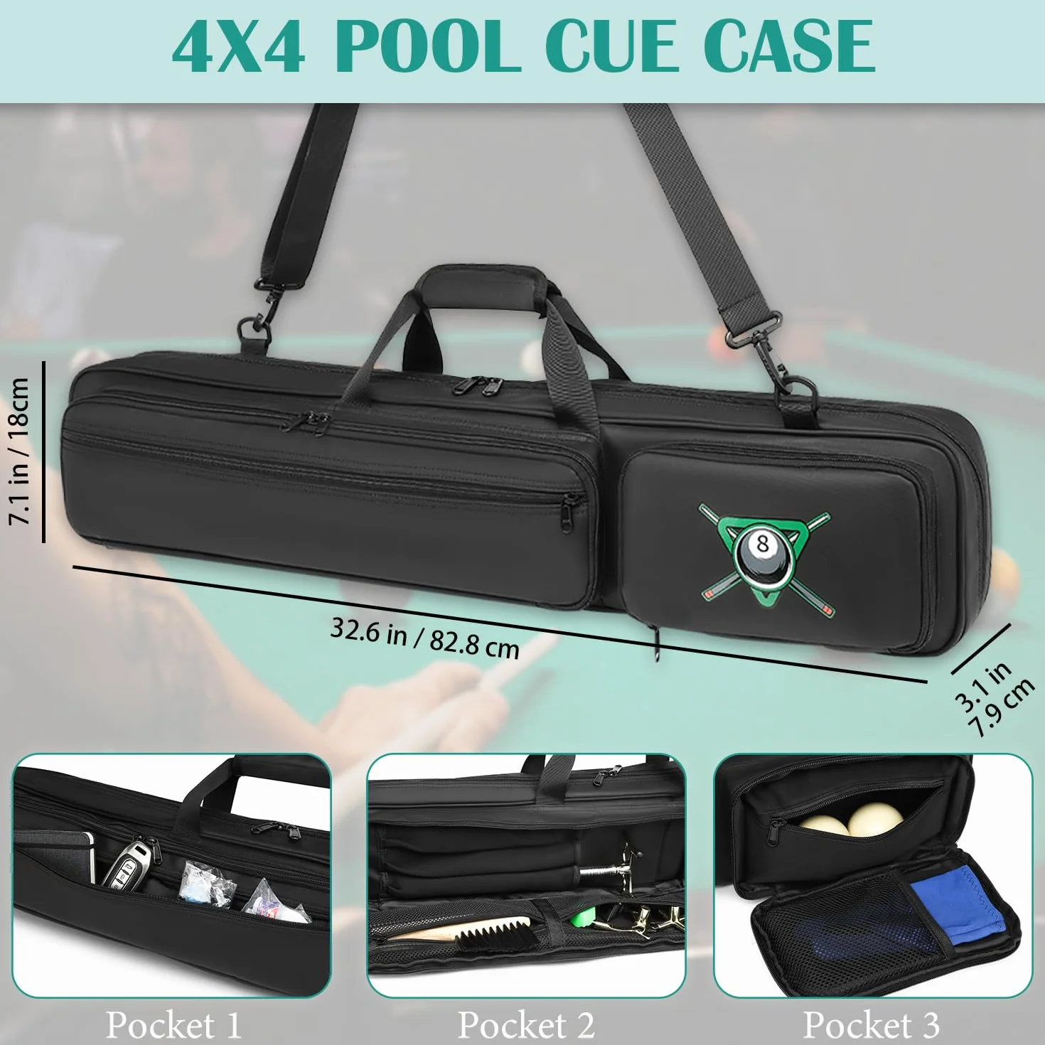 Bolsas para taco de billar impermeable 4 piezas