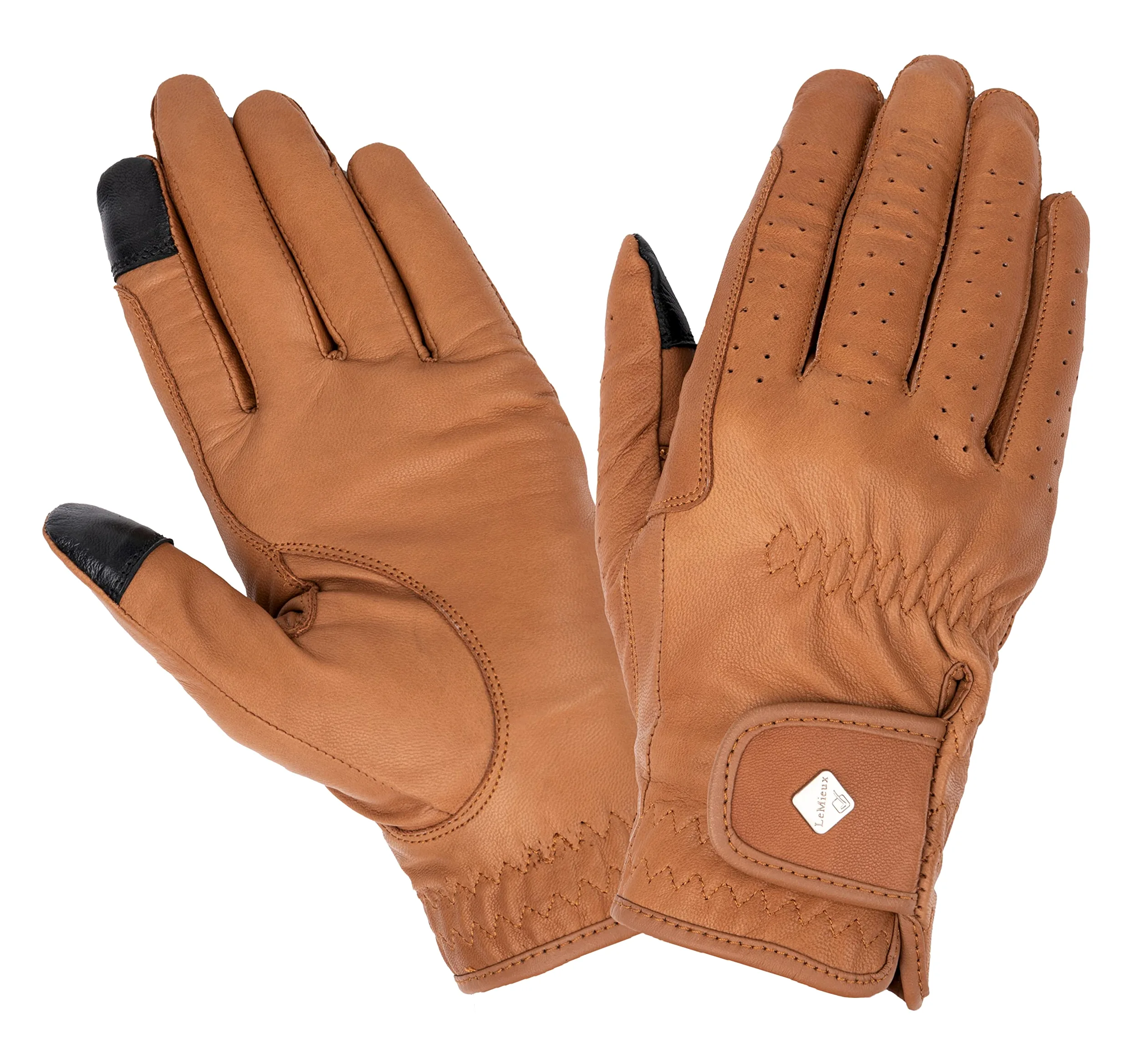 LeMieux Pro Touch Guantes de equitación de cuero clásicos - Bronceado