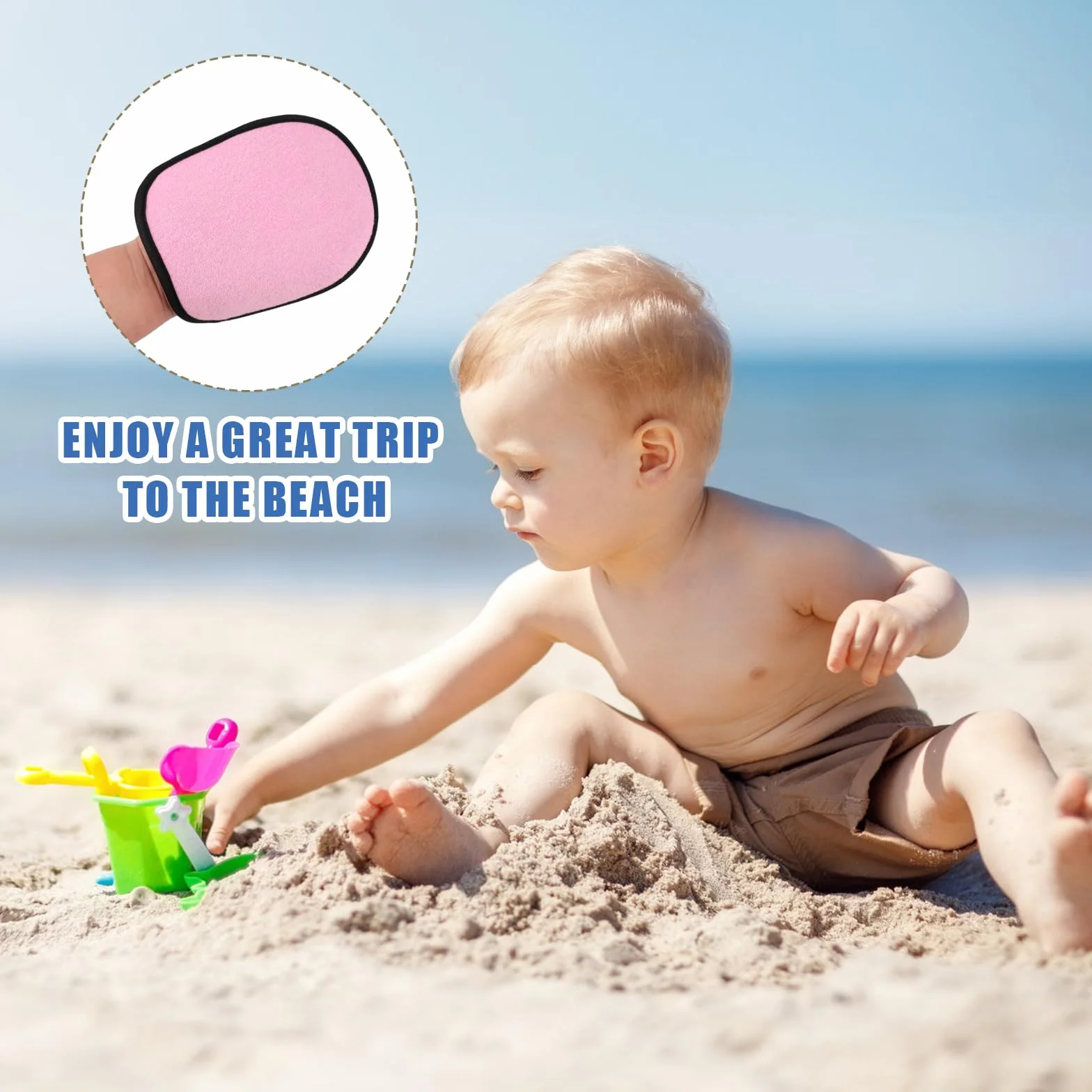 2uds Guantes Arena, Guante para Quitar Arena Transpirable Sand Wipe Off Mitt Limpia la Piel de Los Niños para Voleibol de Playa Actividades Acuáticas Recreación en el Océano
