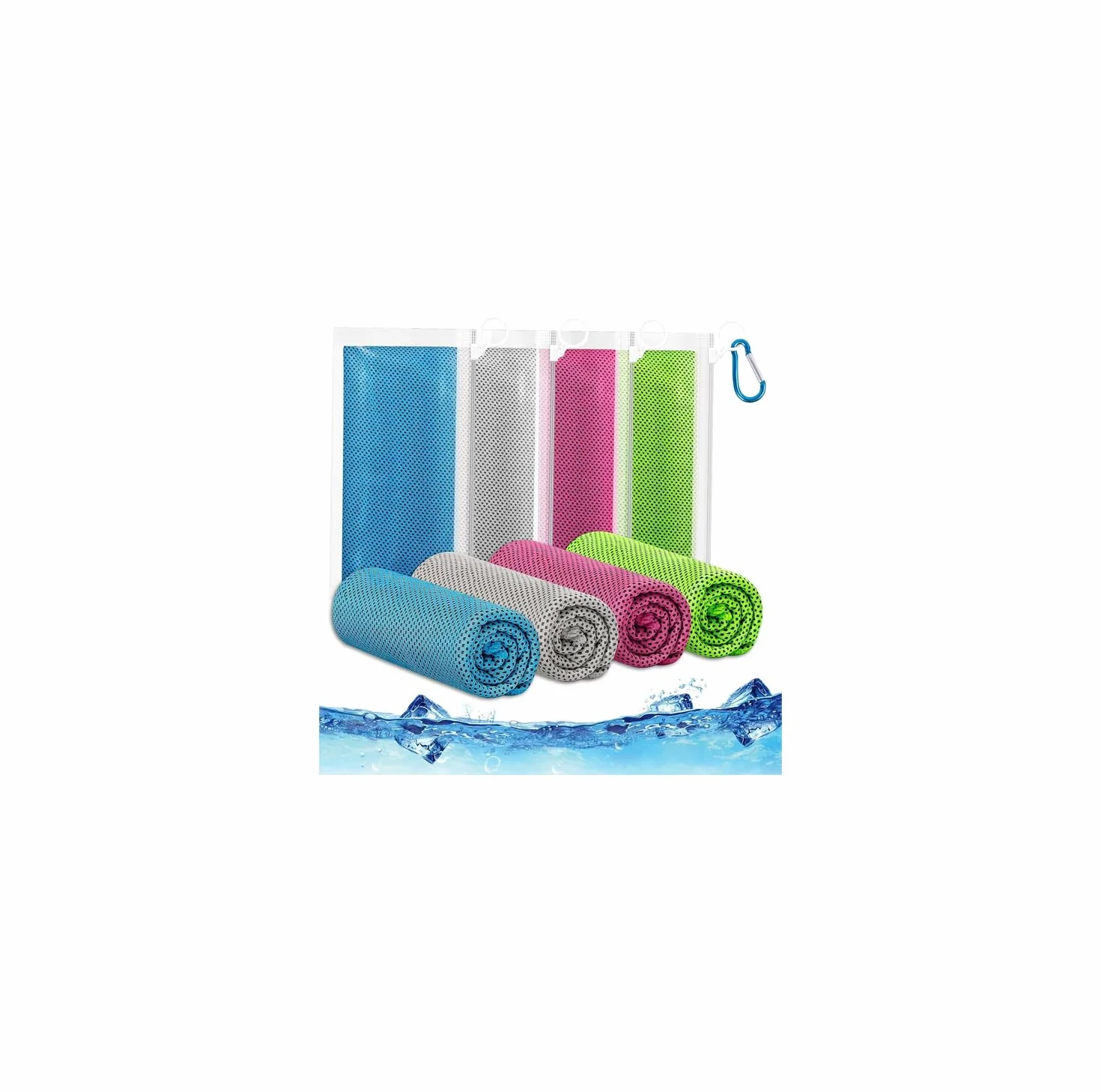 Paquete de 4 Paños Refrigerantes para Cuello y Cara, Paños Frescos para el Cuello, Toallas Antisudor Frescas para Entrenamiento en el Gimnasio, Deportes, Suave y Transpirable