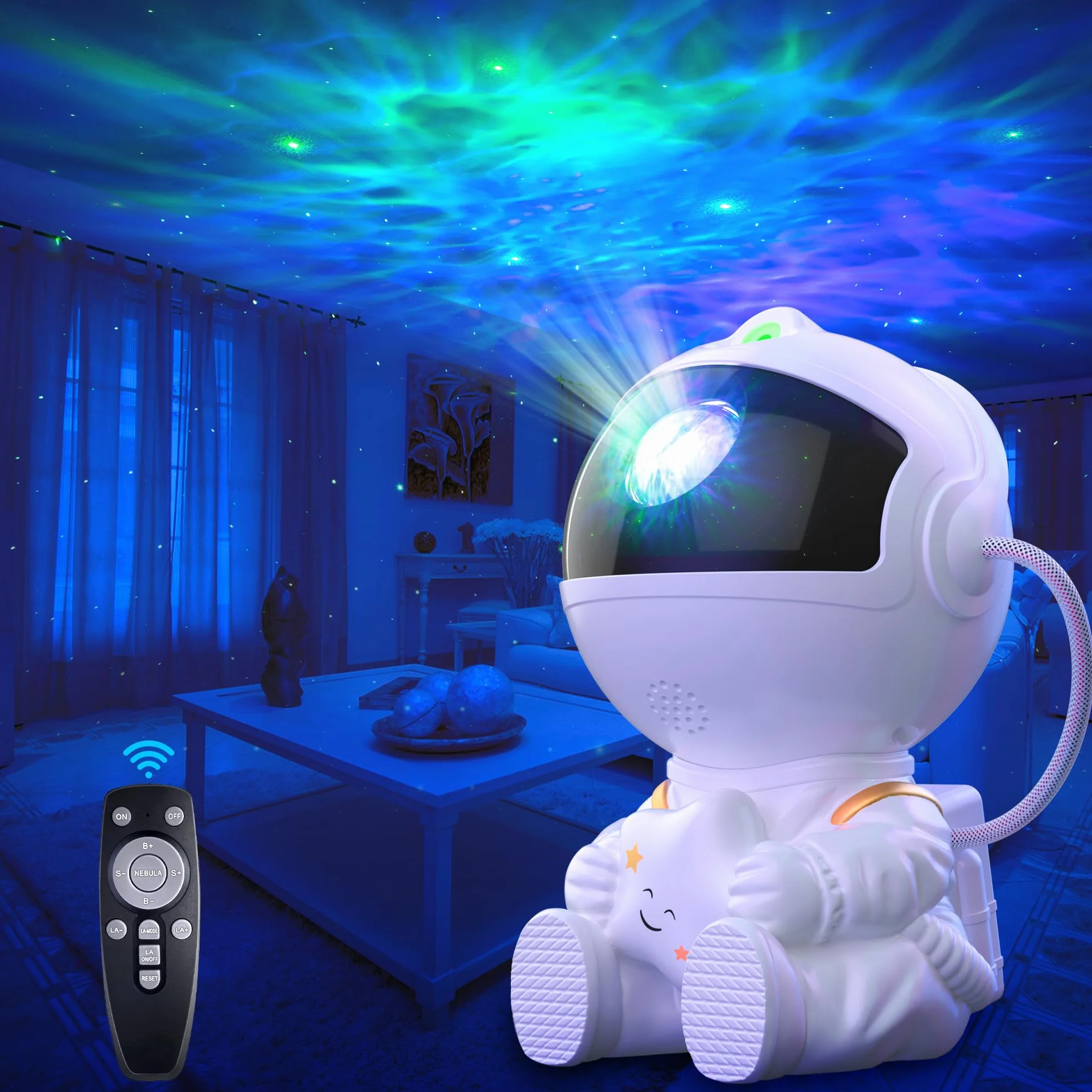 Macchiatto Proyector Cielo Estrellado Astronauta LED Galaxy Mando Distancia 8 Modos Nebular Rotación 360°