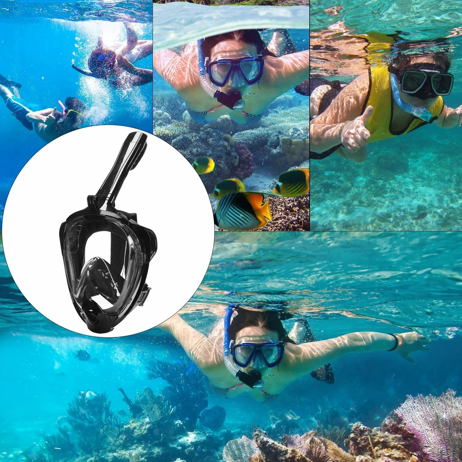 Gafas de buceo para adultos, gafas de buceo para adultos, antivaho, visión panorámica de 180°, gafas de natación, antivaho, a prueba de fugas, gafas de natación de cara completa con cordón