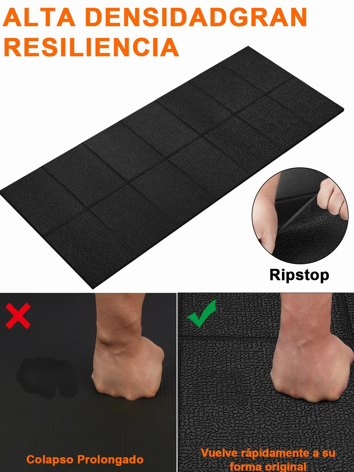 Estera de fitness 160x75 cm, 6 mm, plegable, PVC, antideslizante, impermeable, para alfombras y suelos de madera, compatible con cinta de correr