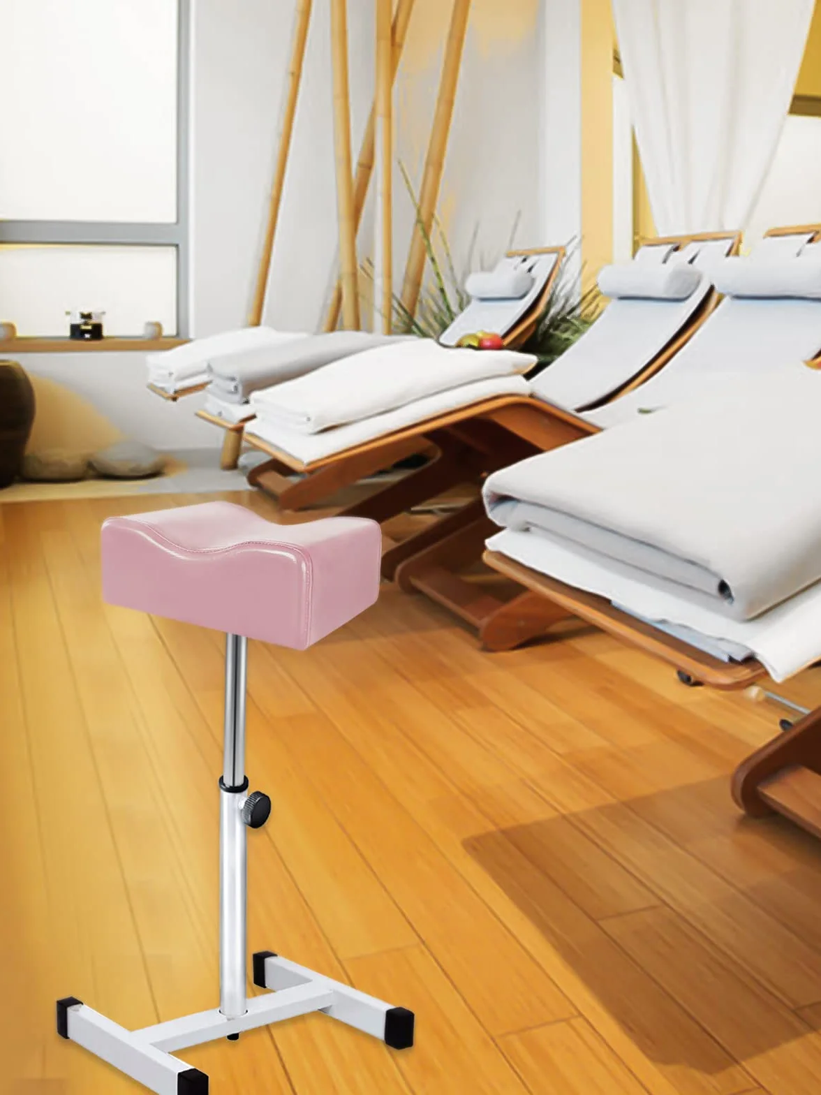 Taburete de pedicura Ajustable Profesional para Salón SPA, Soporte de pies Rosa