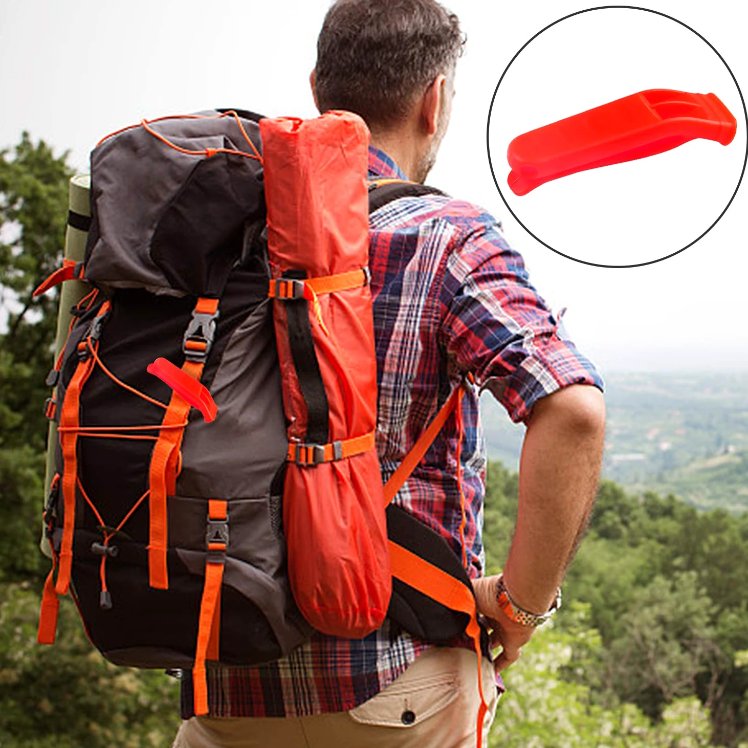 AUGSUN Juego de 40 silbatos de seguridad de emergencia de plástico con cordón, rojo y naranja