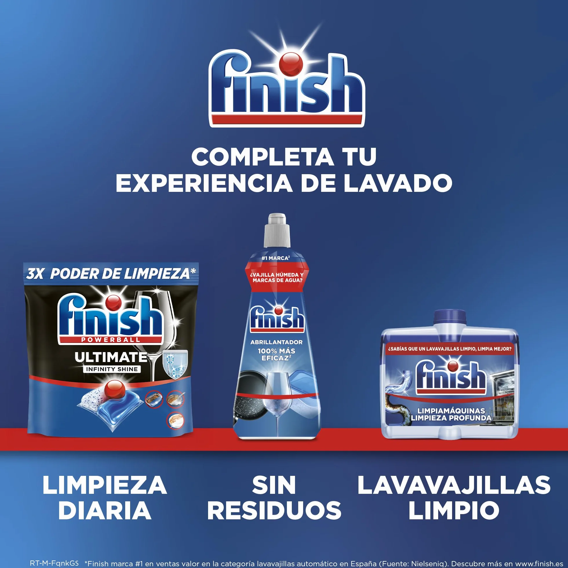 Finish Powerball Ultimate Infinity Shine pastillas lavavajillas quitagrasas protección cristal 80