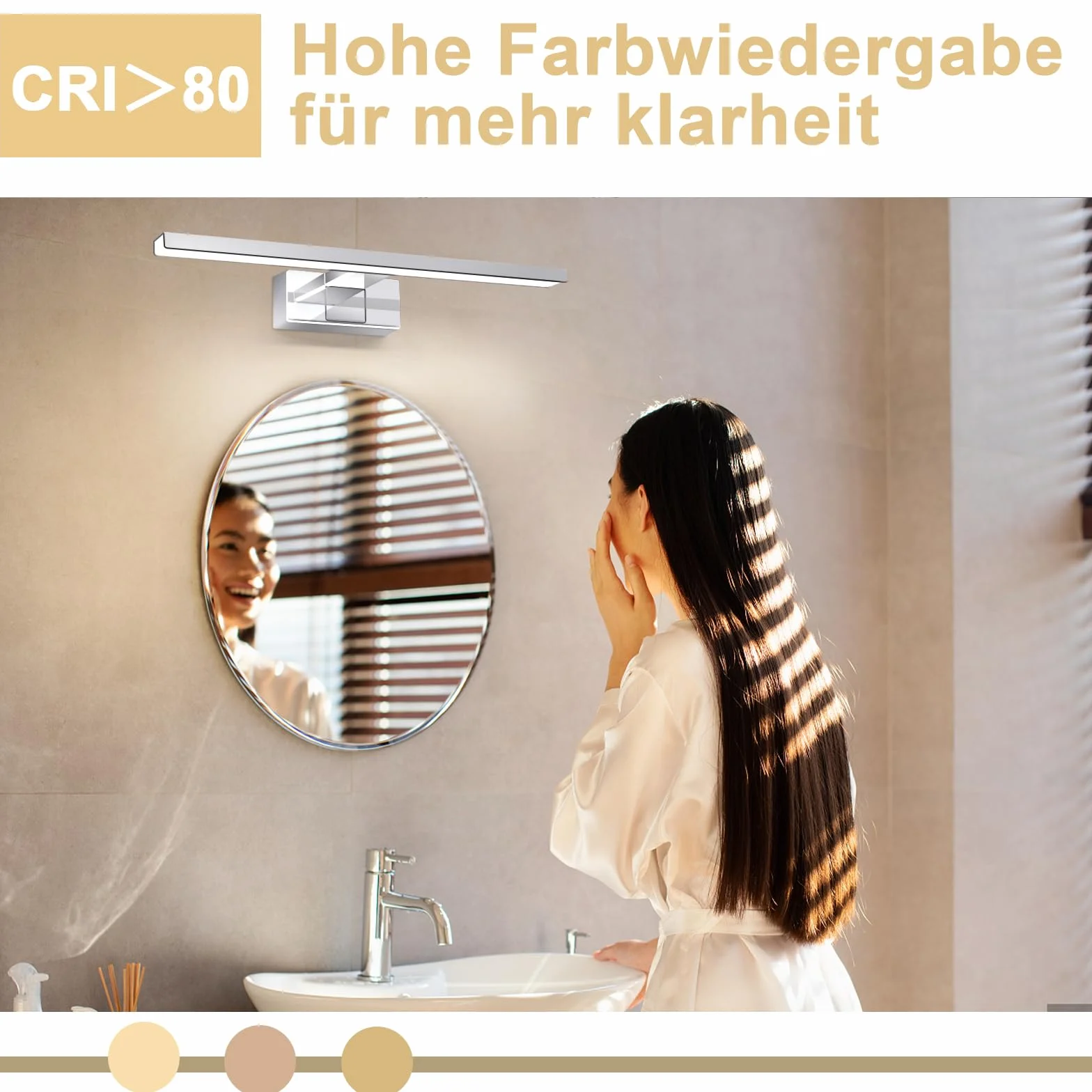 Homefire Luz de pared LED 8W 40cm Cromo IP44 4000K para espejo de baño