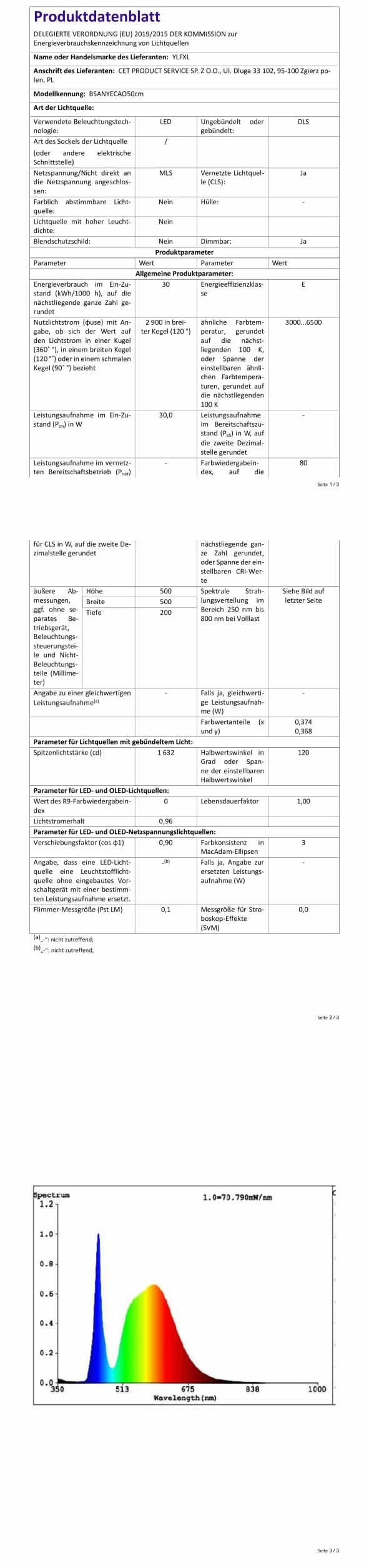 LED Lampara Techo Colgante 30W Regulable Altura Ajustable 50cm