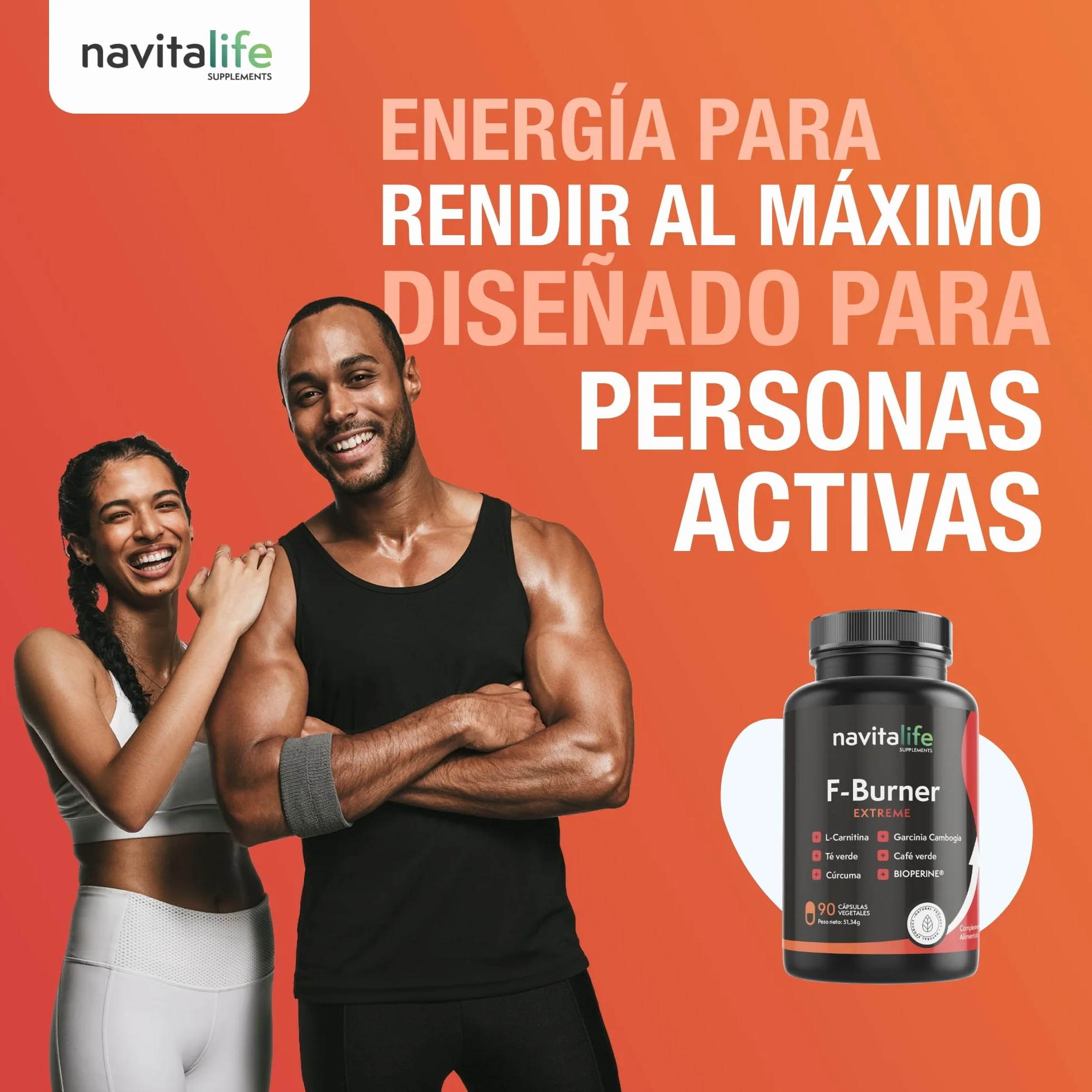 F-Burner Extreme Con L-Carnitina Carnipure y Extractos Naturales 90 Cápsulas
