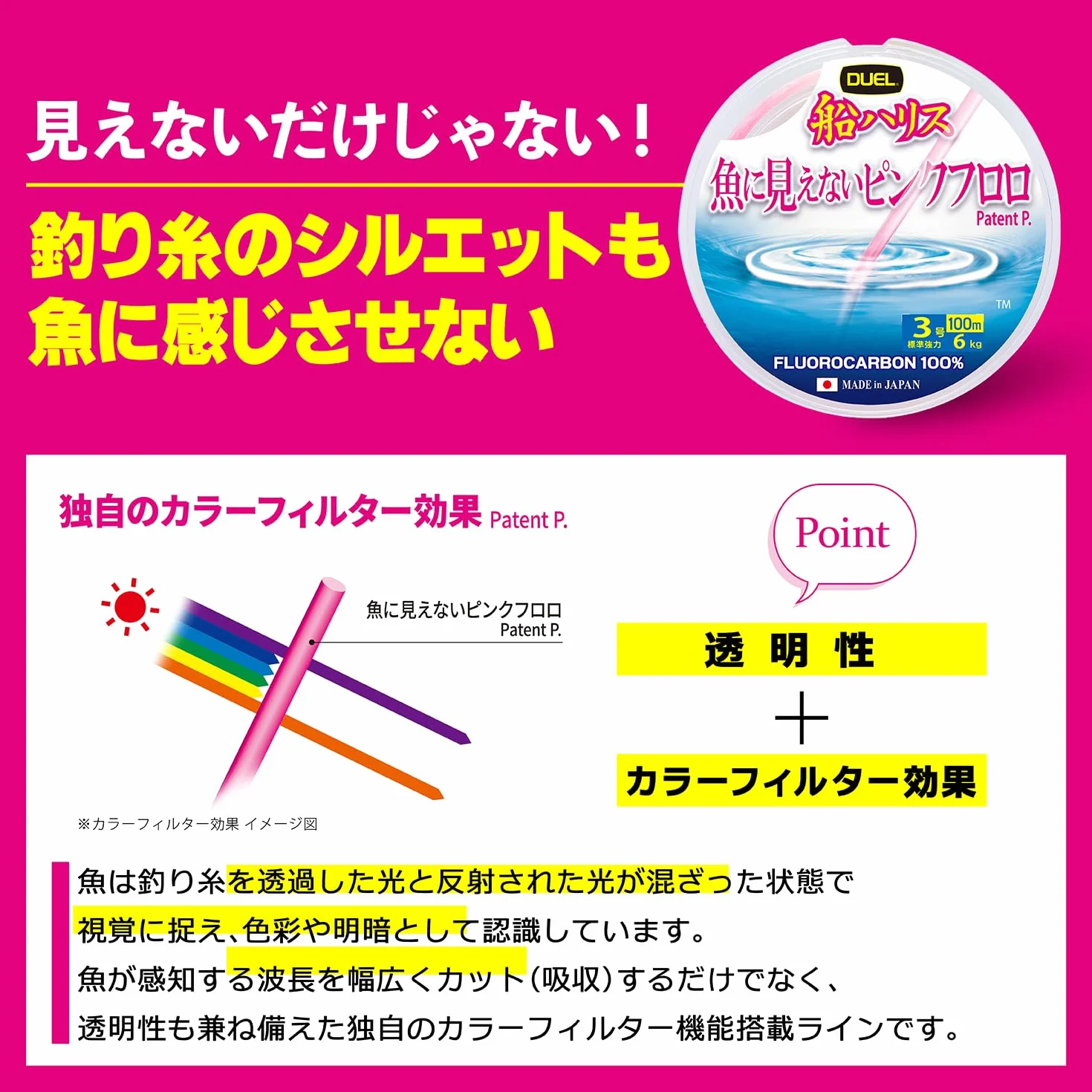 Duel Fish Cannot See Pink 100 M Fluorocarbon 0.520 mm