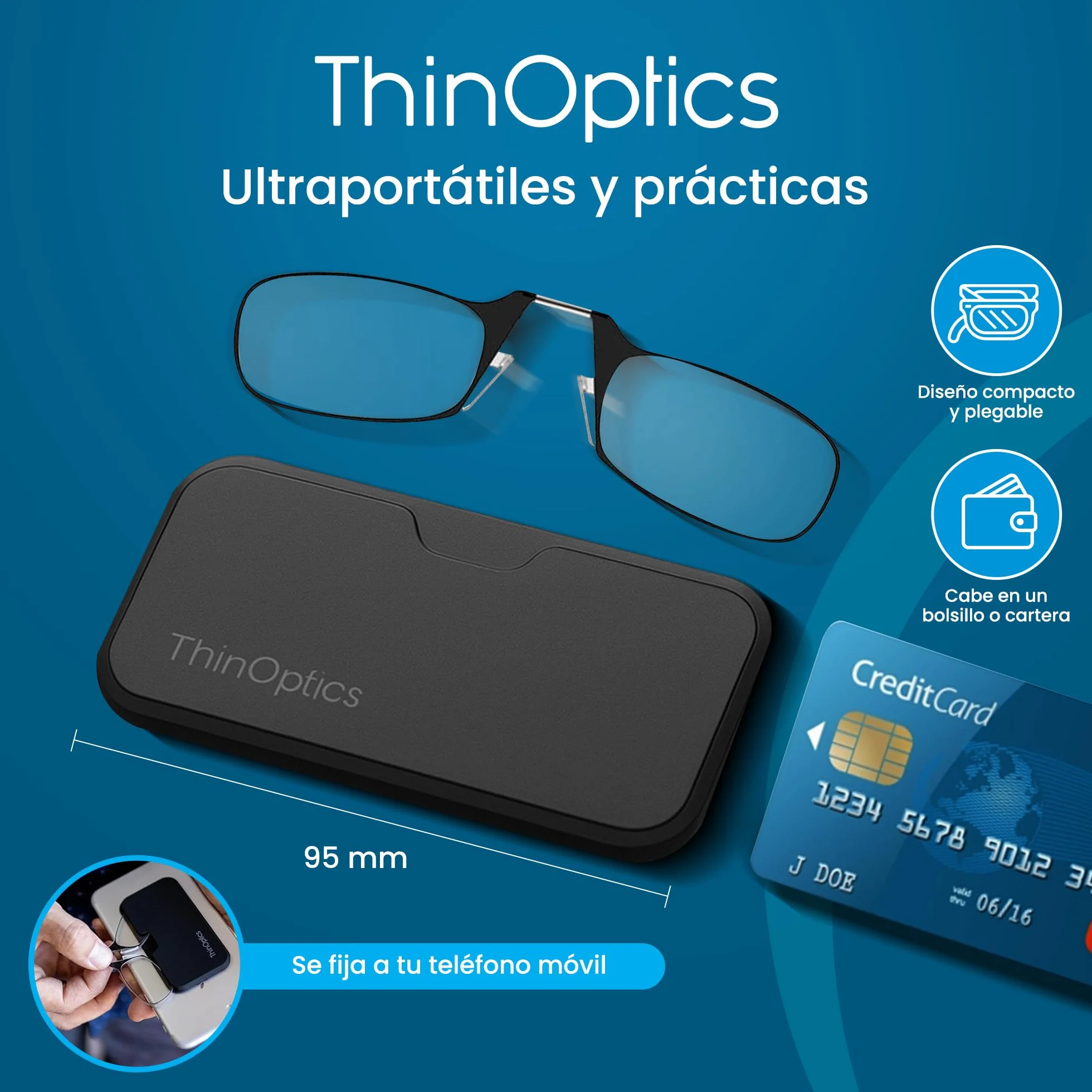 ThinOptics Gafas De Lectura Estuche Compacto Universal Flex-fit