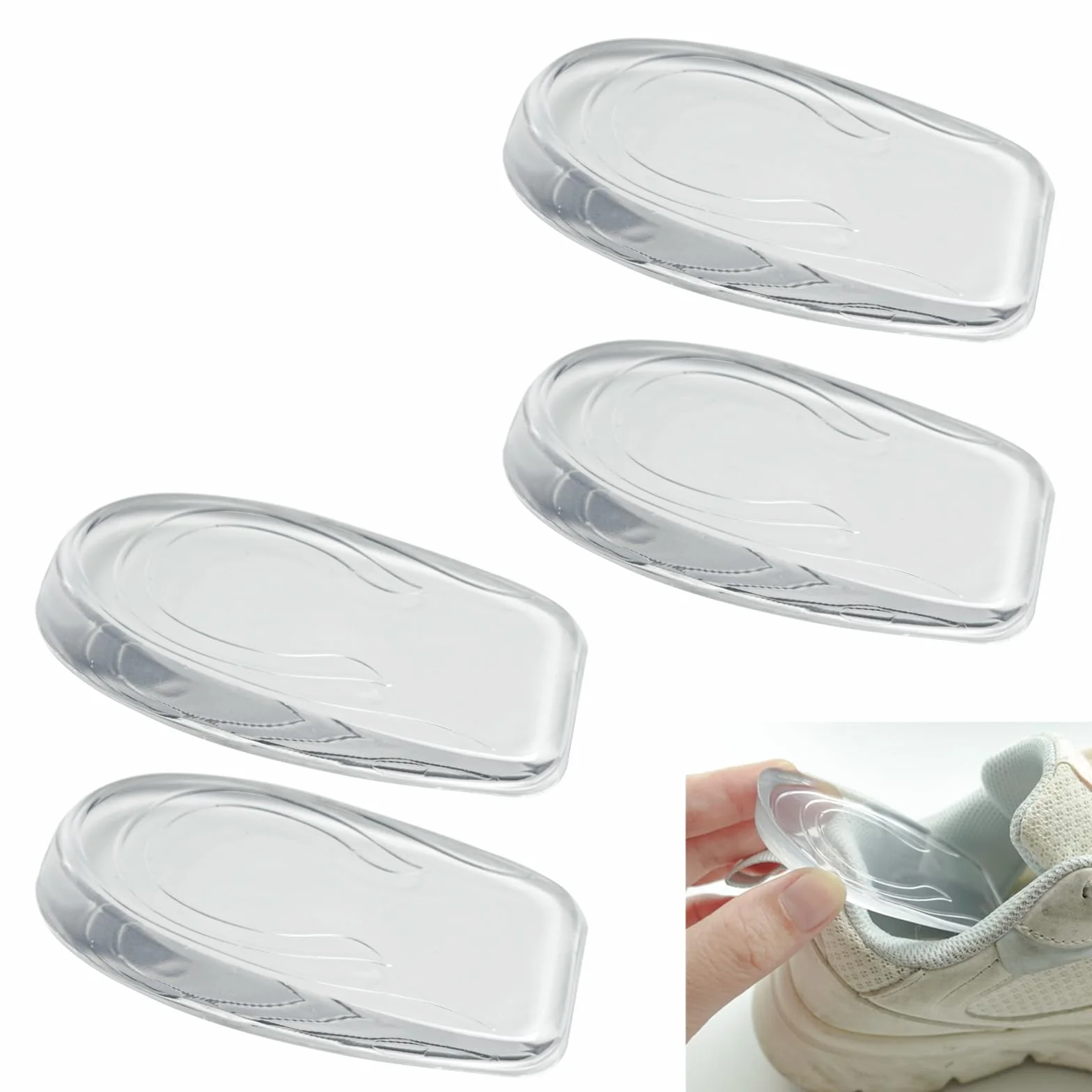 Taloneras Silicona Almohadill Transparente Fascitis Plantar Plantillas Elevadoras Gel Espolon Aumento Altura Alzas Zapatos Mujer Hombres 1 CM