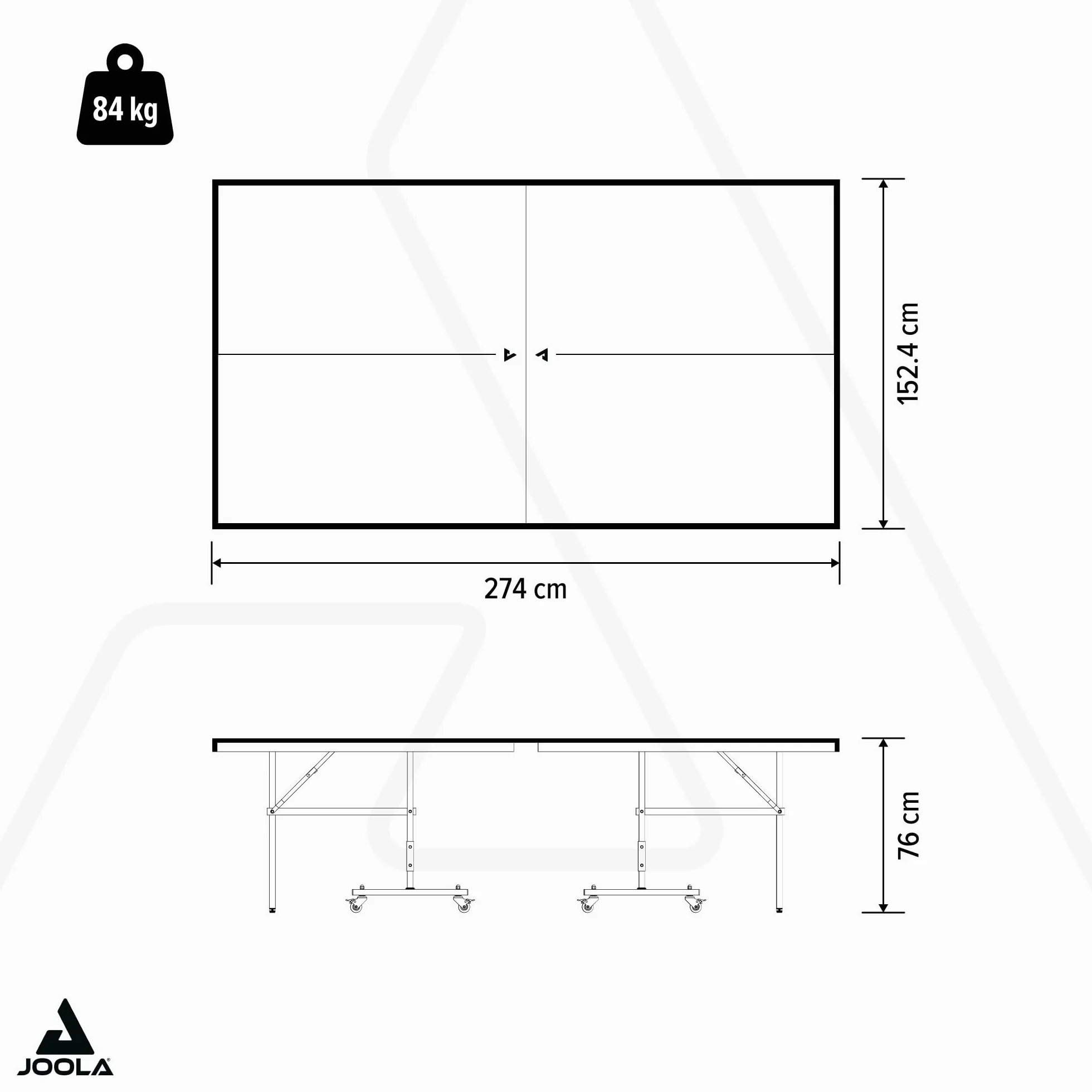 JOOLA Mesa de Ping Pong Inside J18 Interior Plegable 274 x 152,5 x 76 cm Gris