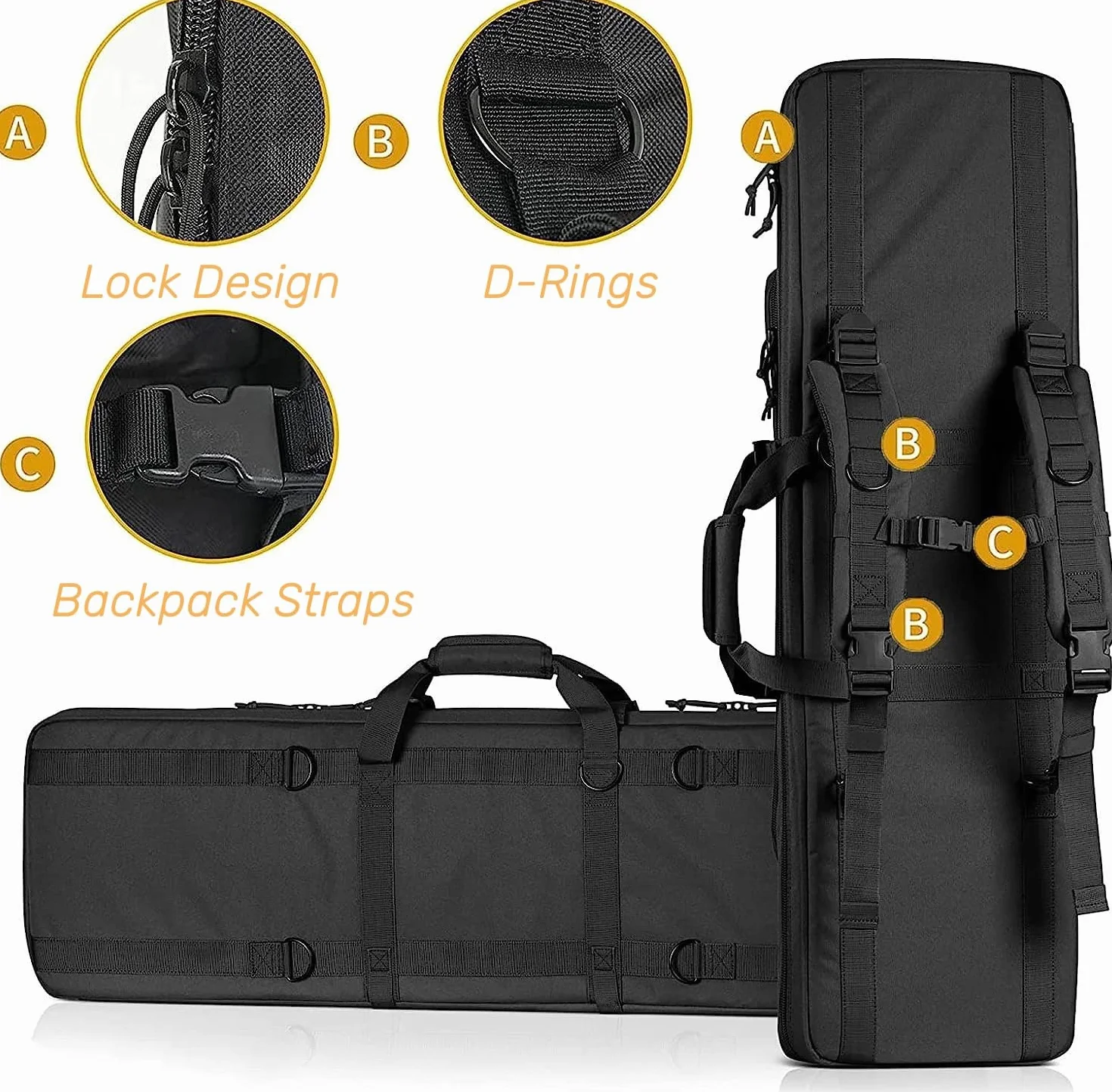 ACEXIER Funda Doble para Rifle Acolchada con Cierre para Carabina Mochila con System Molle