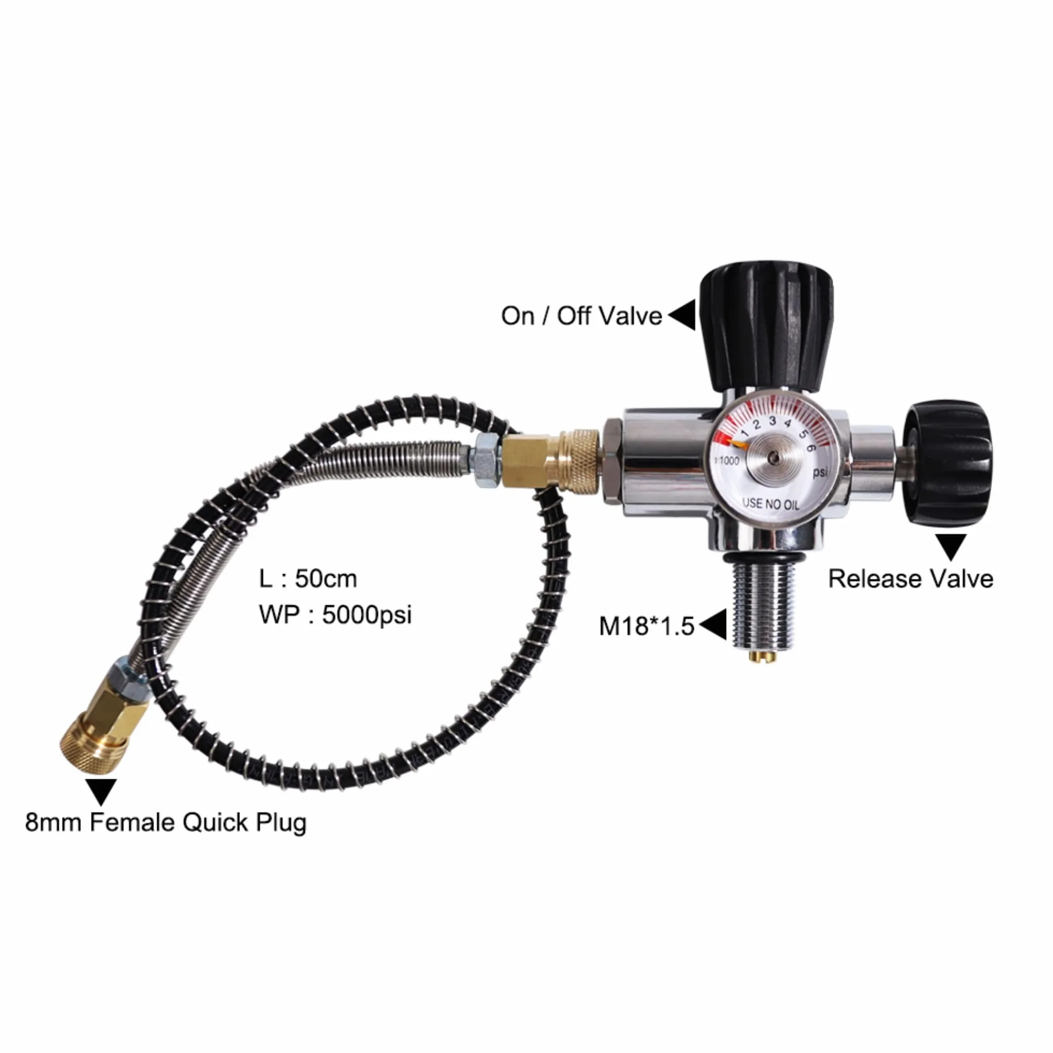 TUXING 4500PSI Alta Presión PCP Paintball Estación de Relleno Válvula de Acero Inoxidable HPA CO2 Tanque DIN Sistema de Carga Negro M18*1.5