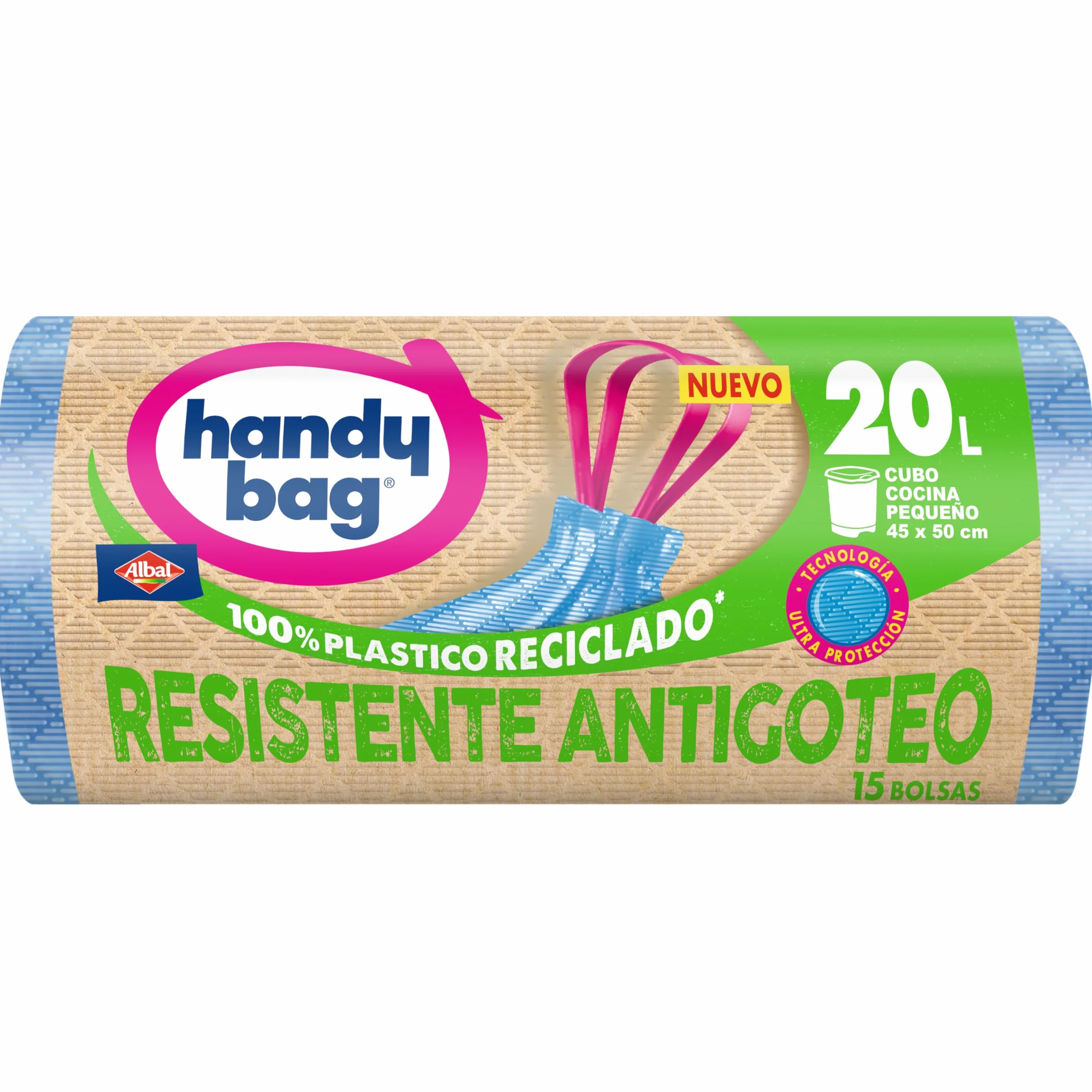Bolsas de Basura Resistente Antigoteo Autocierre 20L 15 Bolsas Reciclado