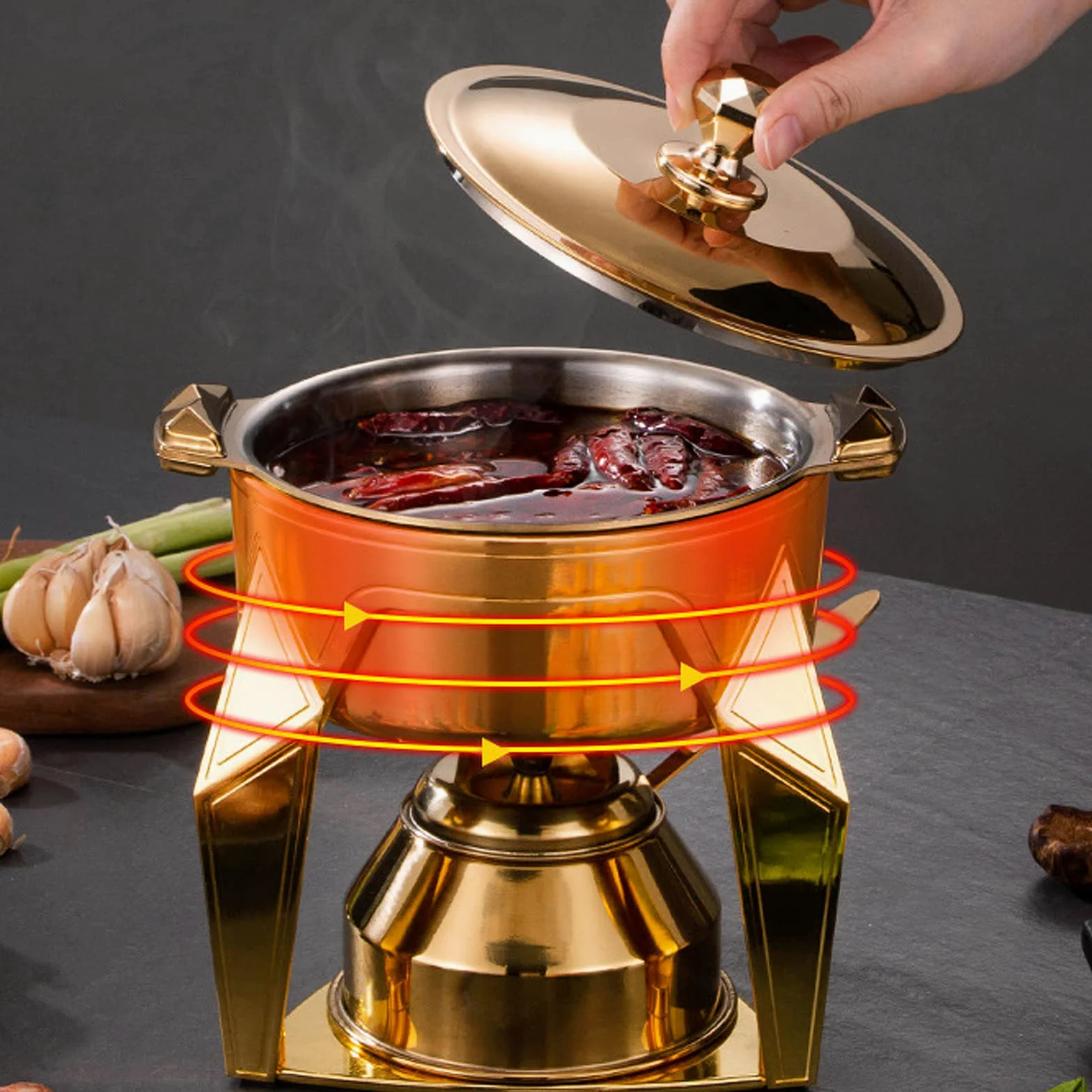 Juego De Utensilios Hornillos De Acampada, Hornillo De Alcohol Portátil, Mini Hornillo De Camping Acero Inoxidable, Cocina De Alcohol para Uso en Interiores Barbacoa, Picnic,Gold