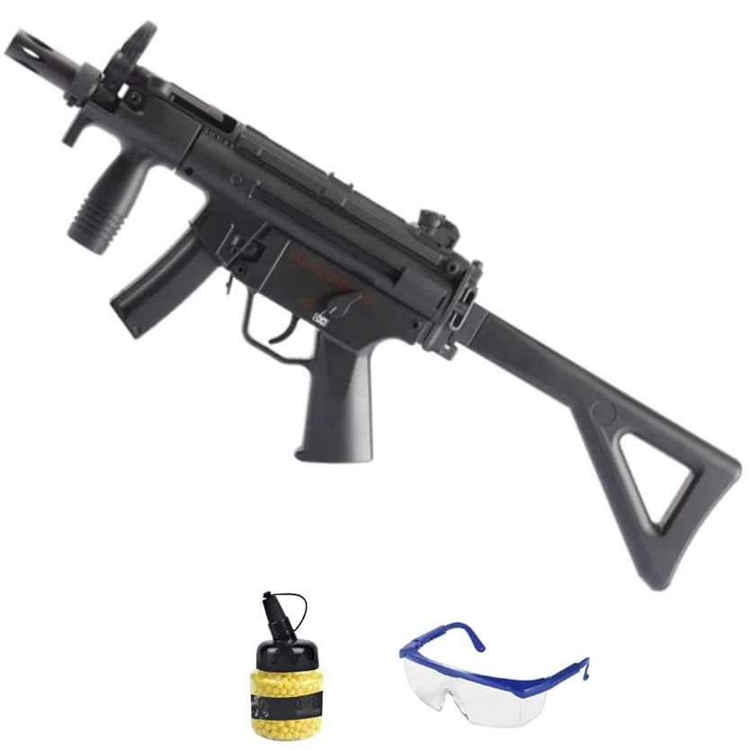 Rifle JG Works M5K PDW 203T eléctrico (6mm) + biberon 0,12g + Gafas | Arma de Airsoft de Aire comprimido. Pistola de iniciación. Potencia: 0,5 Julios