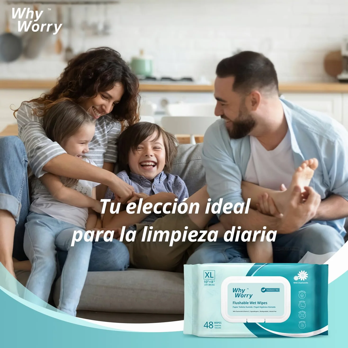 Papel Higiénico Húmedo Desechable XL 20x25 cm 144 Unidades Biodegradable Sin Plástico