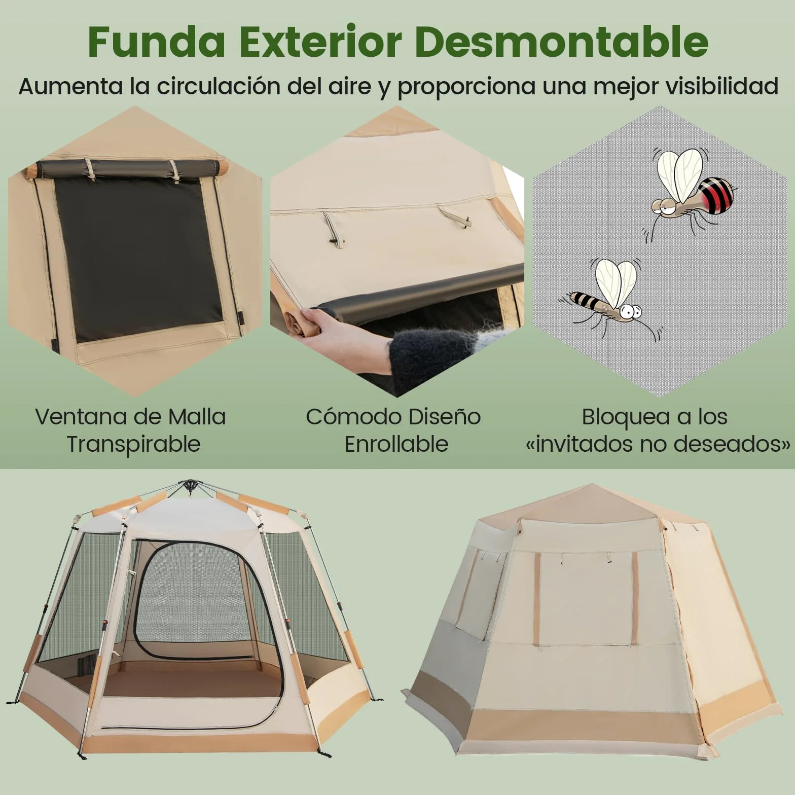 GOPLUS Carpa de Campamento Pop-up con Soporte Automático | Tienda Familiar para 4-6 Personas con Tela Resistente al Sol y la Lluvia, Bolsa de Transporte