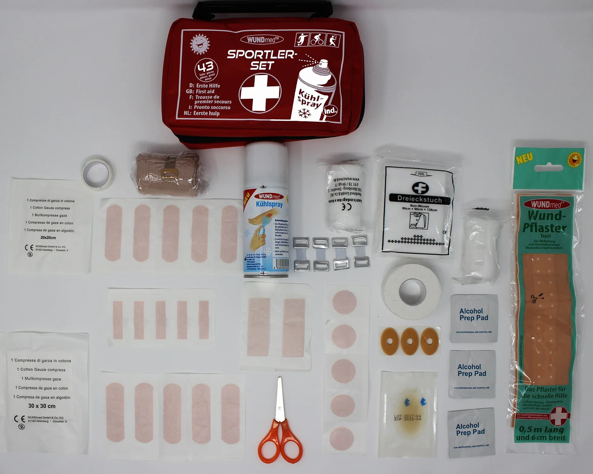 Kit de primeros auxilios para deportes con espray de frío para lesiones deportivas