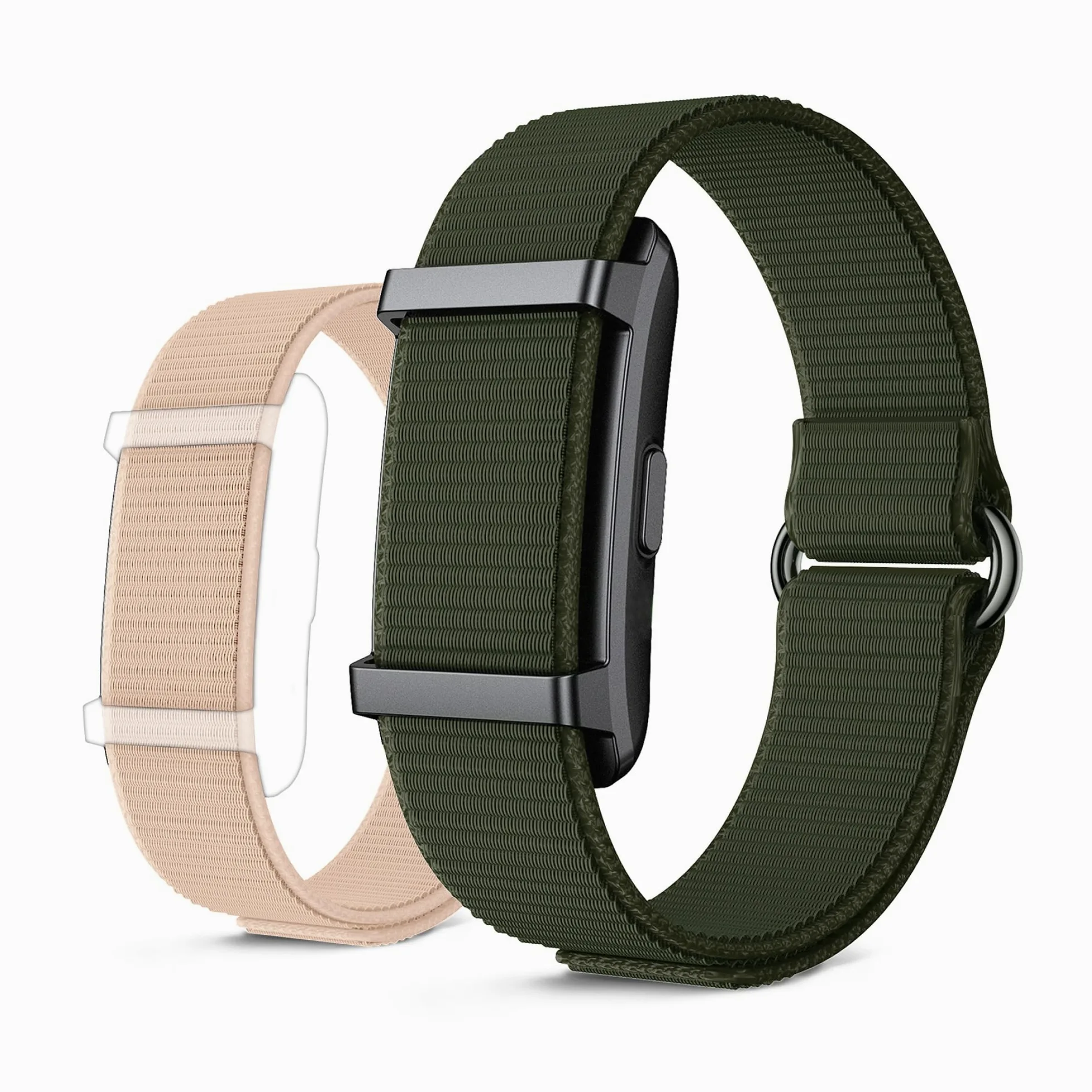 KSIX Vitalis Go Smartband sin Pantalla, Monitor Frecuencia Cardíaca, Oxígeno, Temperatura, Sueño, Estrés, 5 ATM, 30 Días Autonomía, 2 Correas Verde y Beige