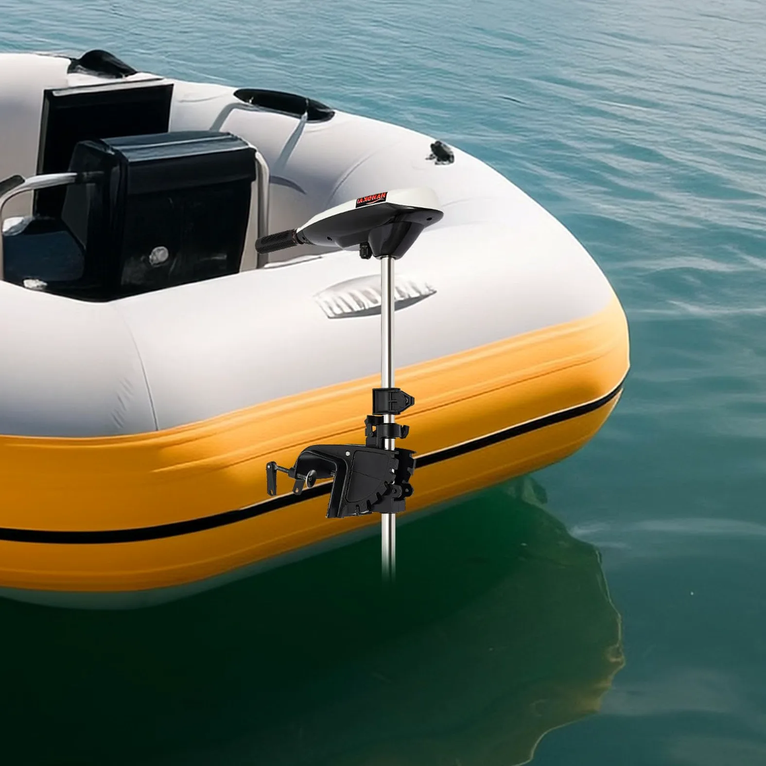 Motor eléctrico para botes, bote neumático con motor, motor fuera de borda para bote de pesca, bote de ocio, kayak, acero inoxidable negro para botes de agua salada