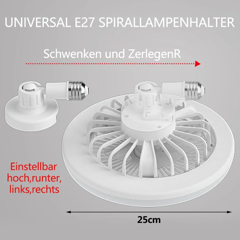 Anyingkai Ventilador de Techo con Luz E27 25cm Amarillo