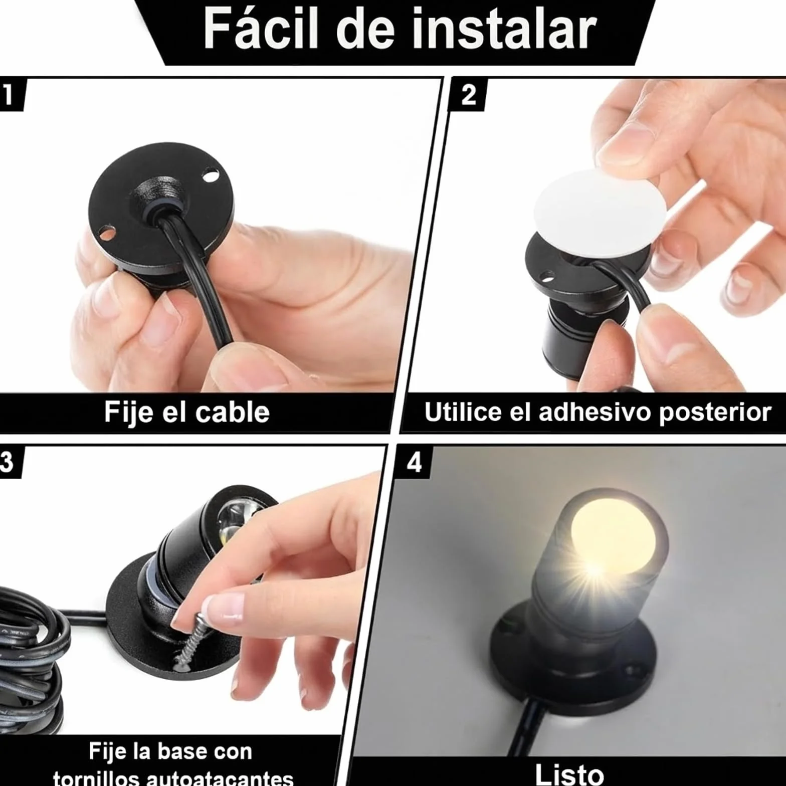 Mini focos LED USB 3000K blanca cálida rotativo 360° para escaparate hogar decoración joyas pintura vitrinas 8 piezas