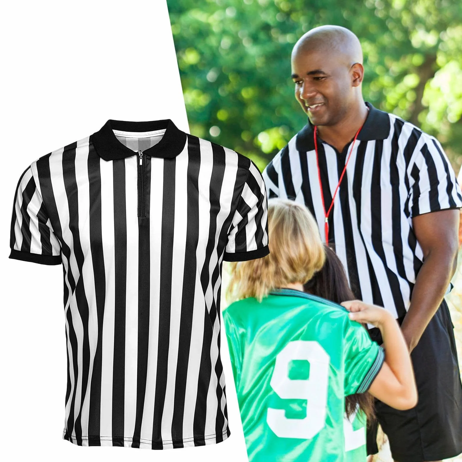 Camisa De Árbitro Transpirable Con Cuello, Camiseta De Árbitro A Rayas Blancas Y Negras Con Cuello Invertido, Traje De Árbitros De Fútbol, Camisa Oficial De Árbitros Para Mujeres Y Hombres